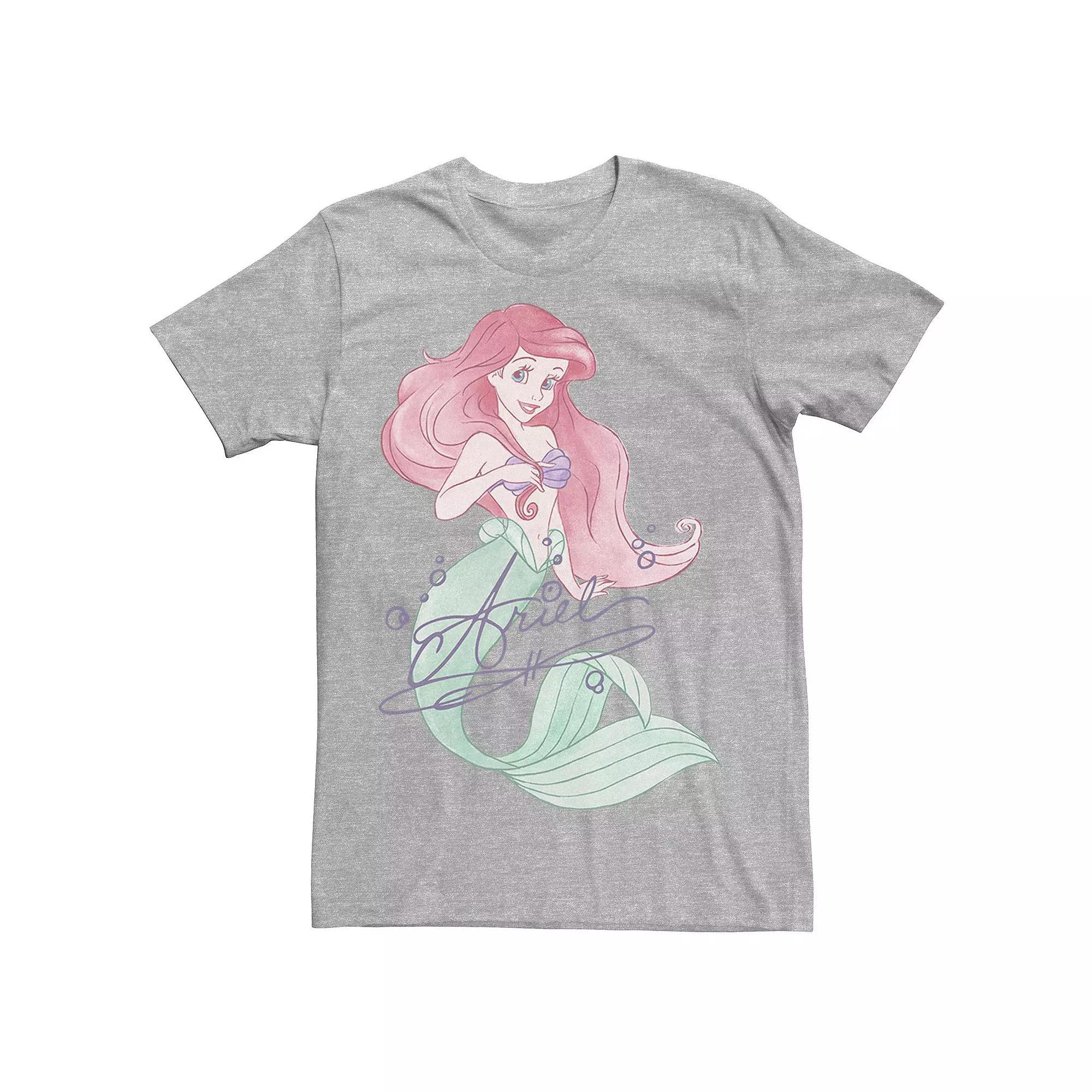 Disney's The Little Mermaid Ariel Men's Signed Portrait Tee, Size: XXL, Athletic Grey Product Image