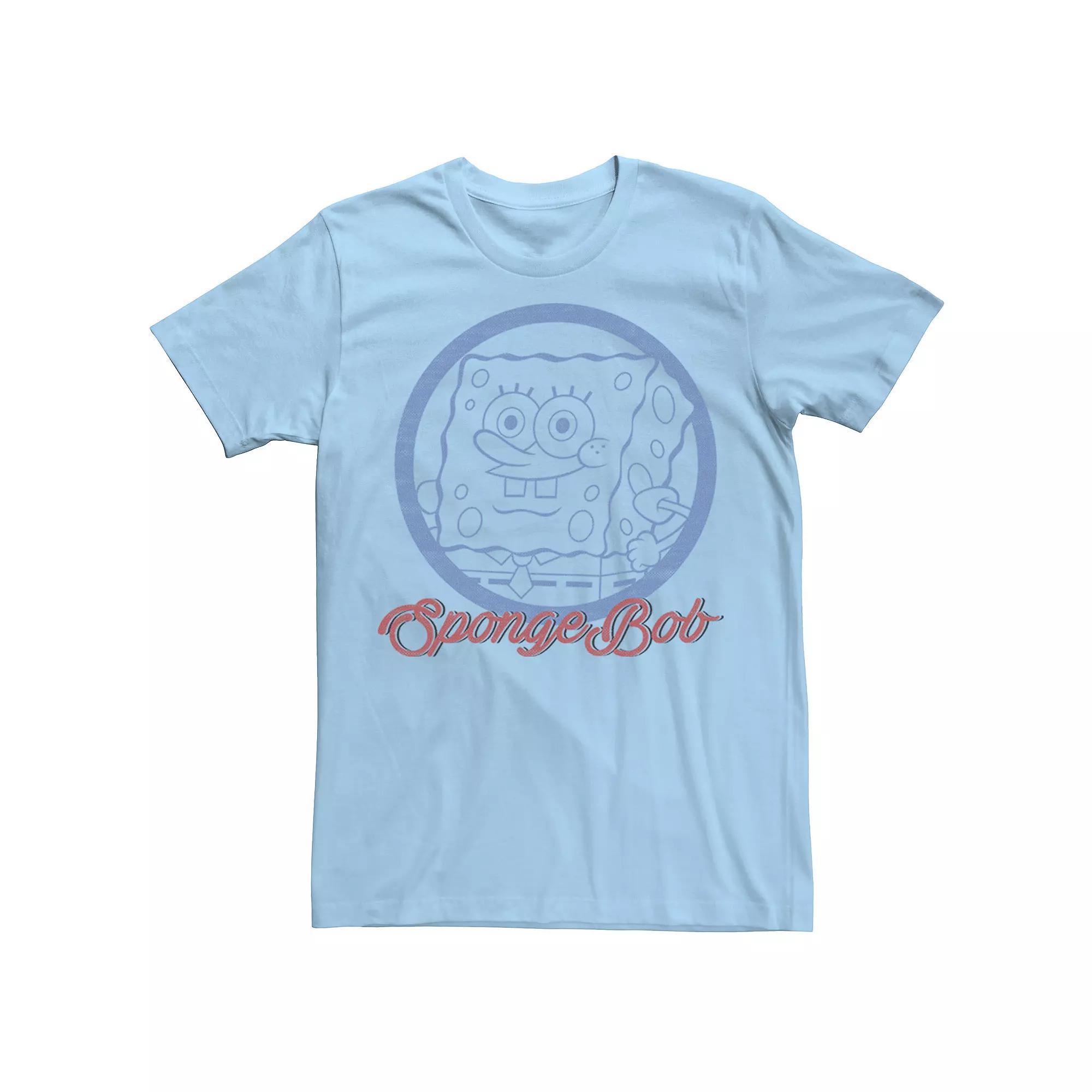 Men's Nickelodeon SpongeBob SquarePants Line Art Cursive Logo Portrait Graphic Tee, Size: 3XL, Light Blue Product Image