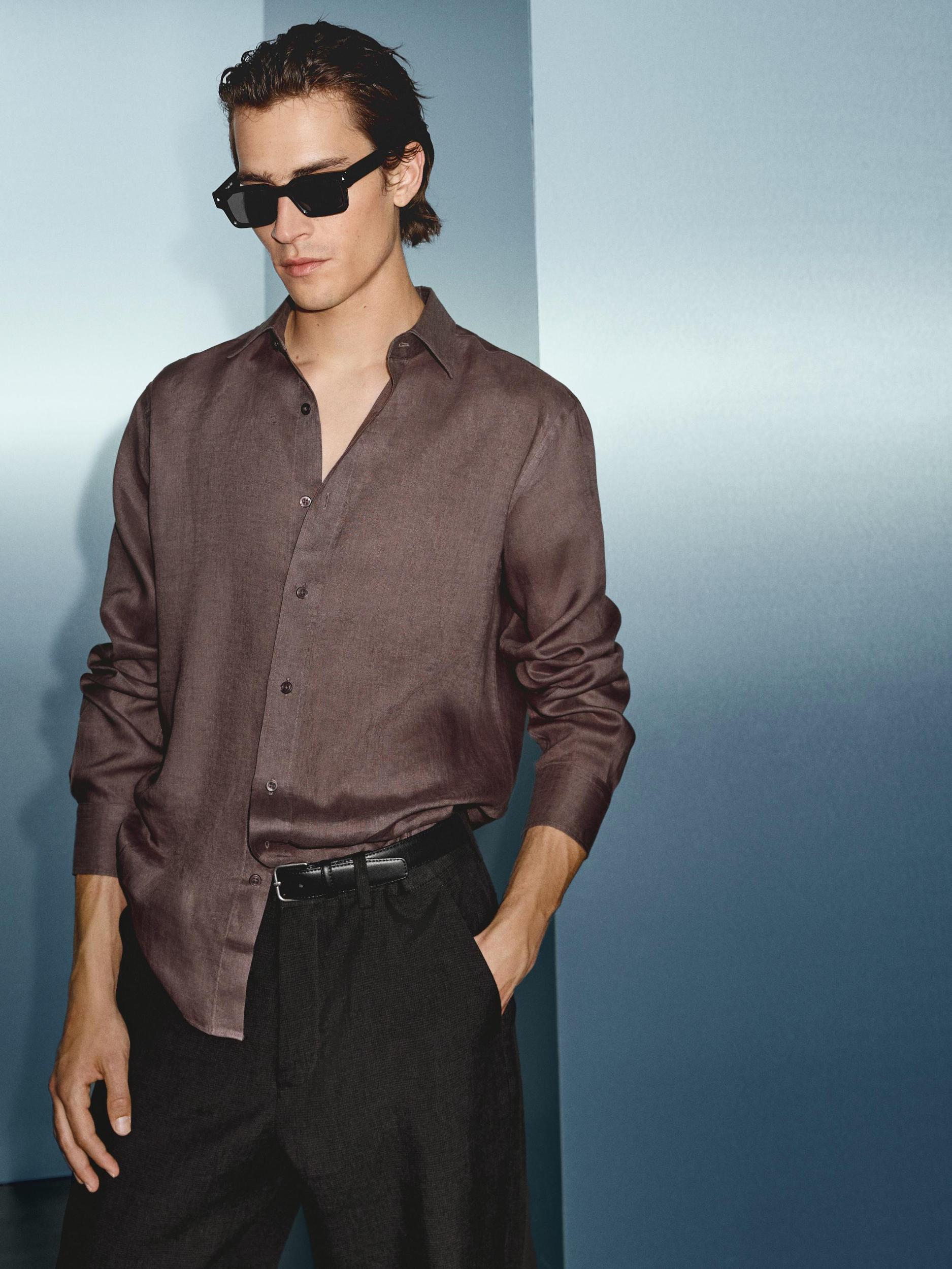 Slim fit shirt 100% linen Product Image