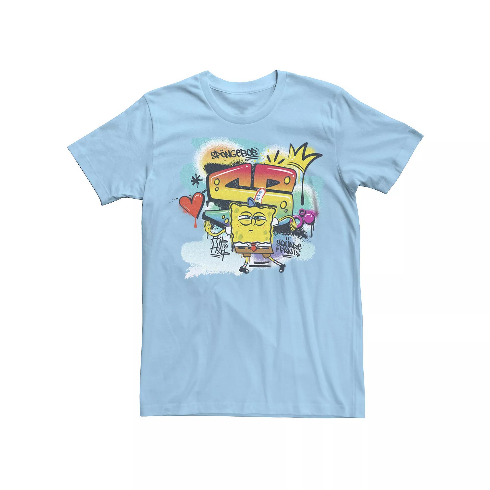 Men's SpongeBob SquarePants Graffiti Graphic Tee, Size: XL, Light Blue Product Image