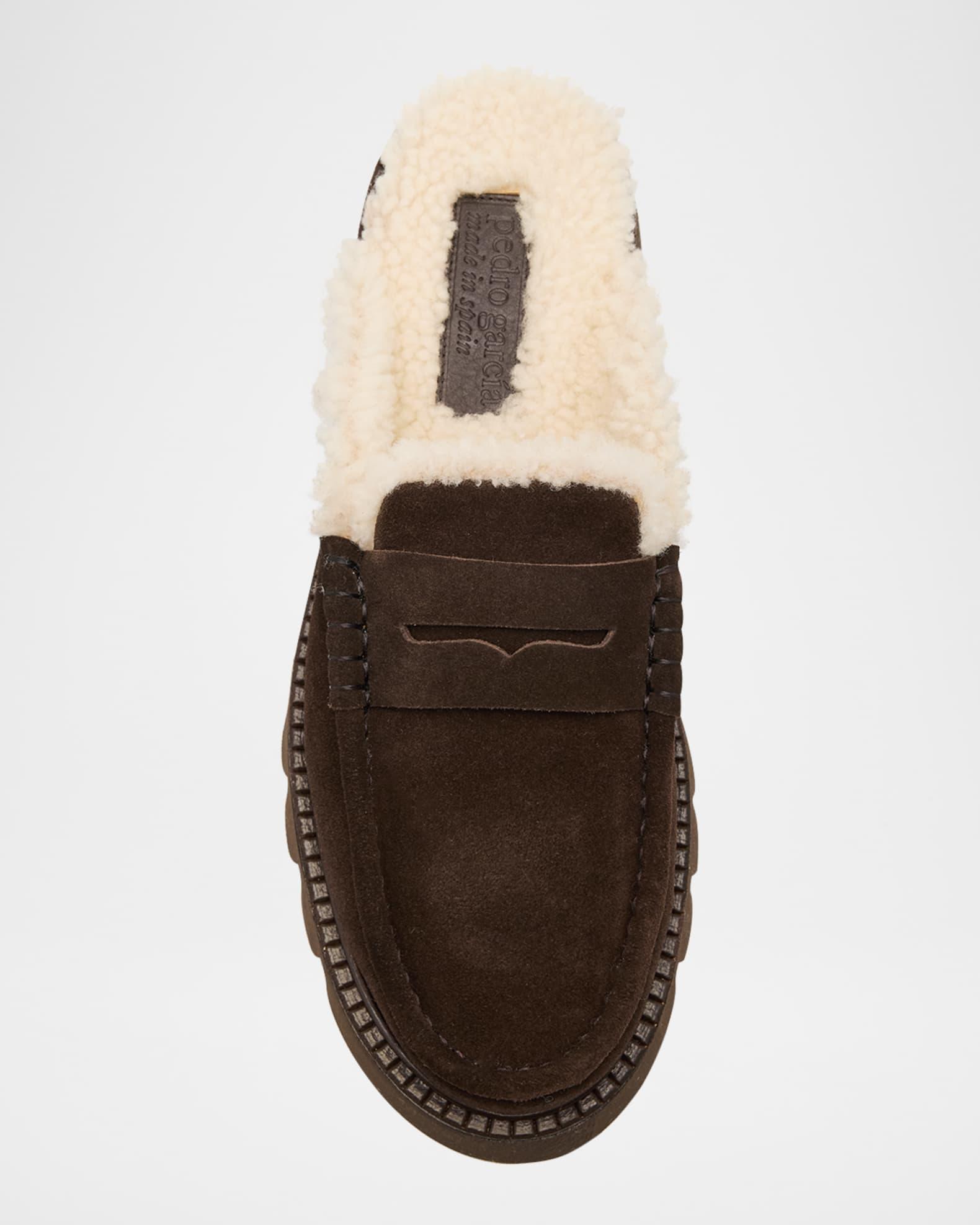 Savy Shearling-Lined Suede Loafer Mules Product Image