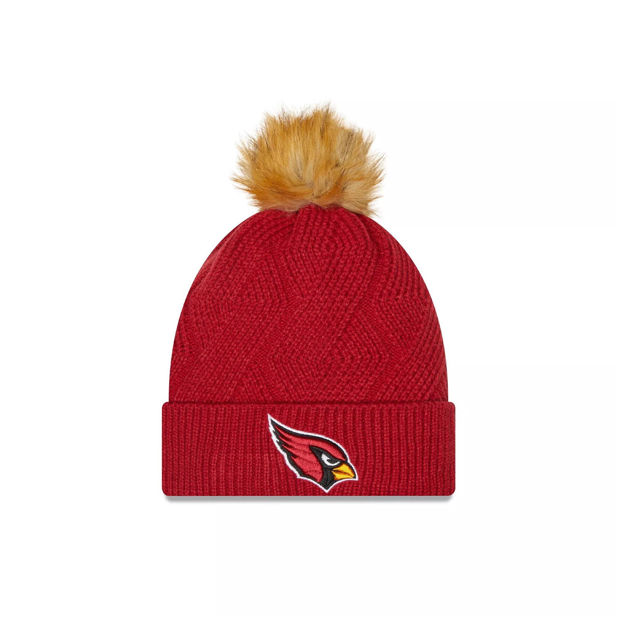 Women's New Era Cardinal Arizona Cardinals Snowy Cuffed Knit Hat with Pom, Red Product Image