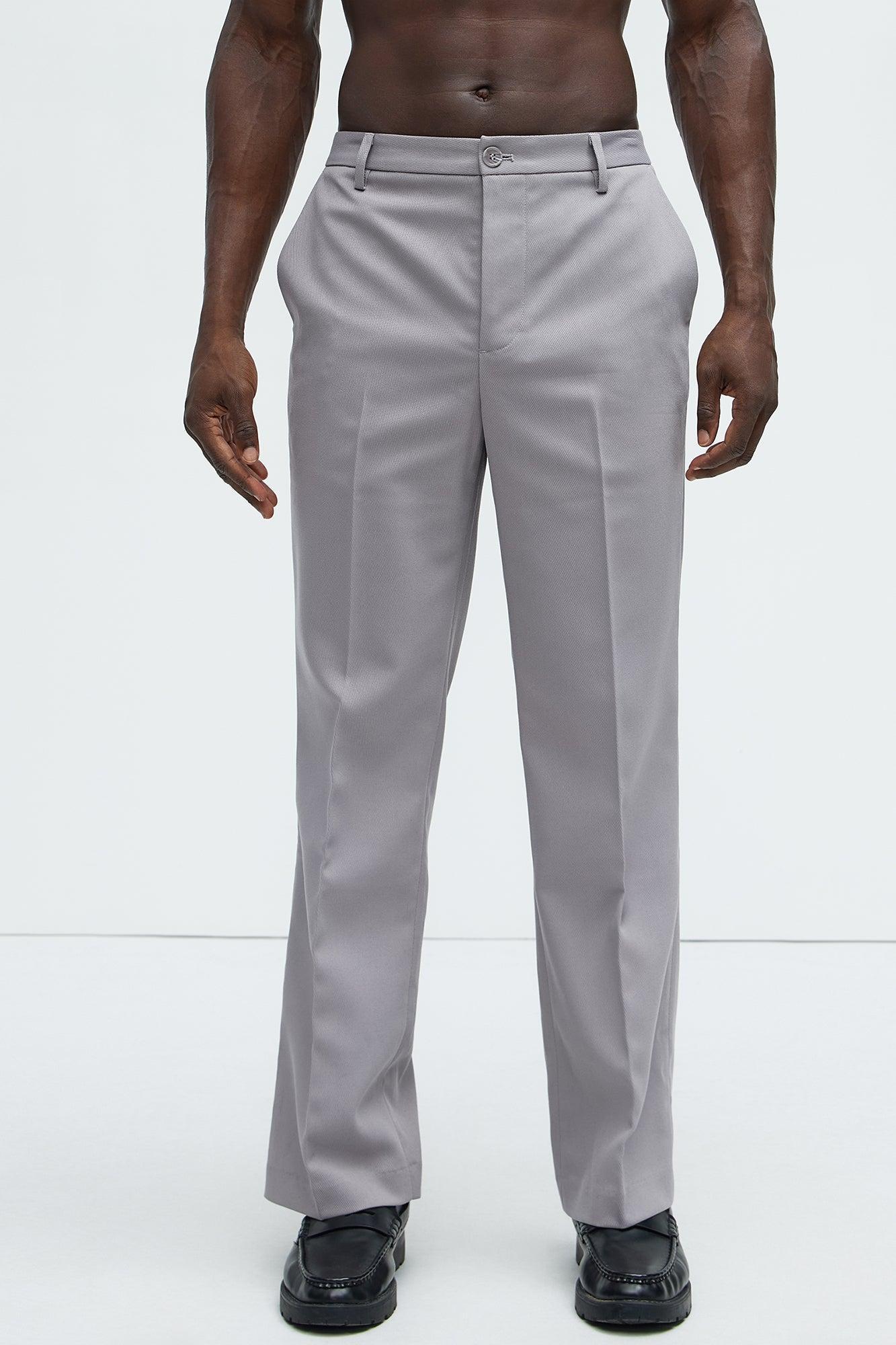 Kevin Twill Textured Straight Trousers - Grey Product Image