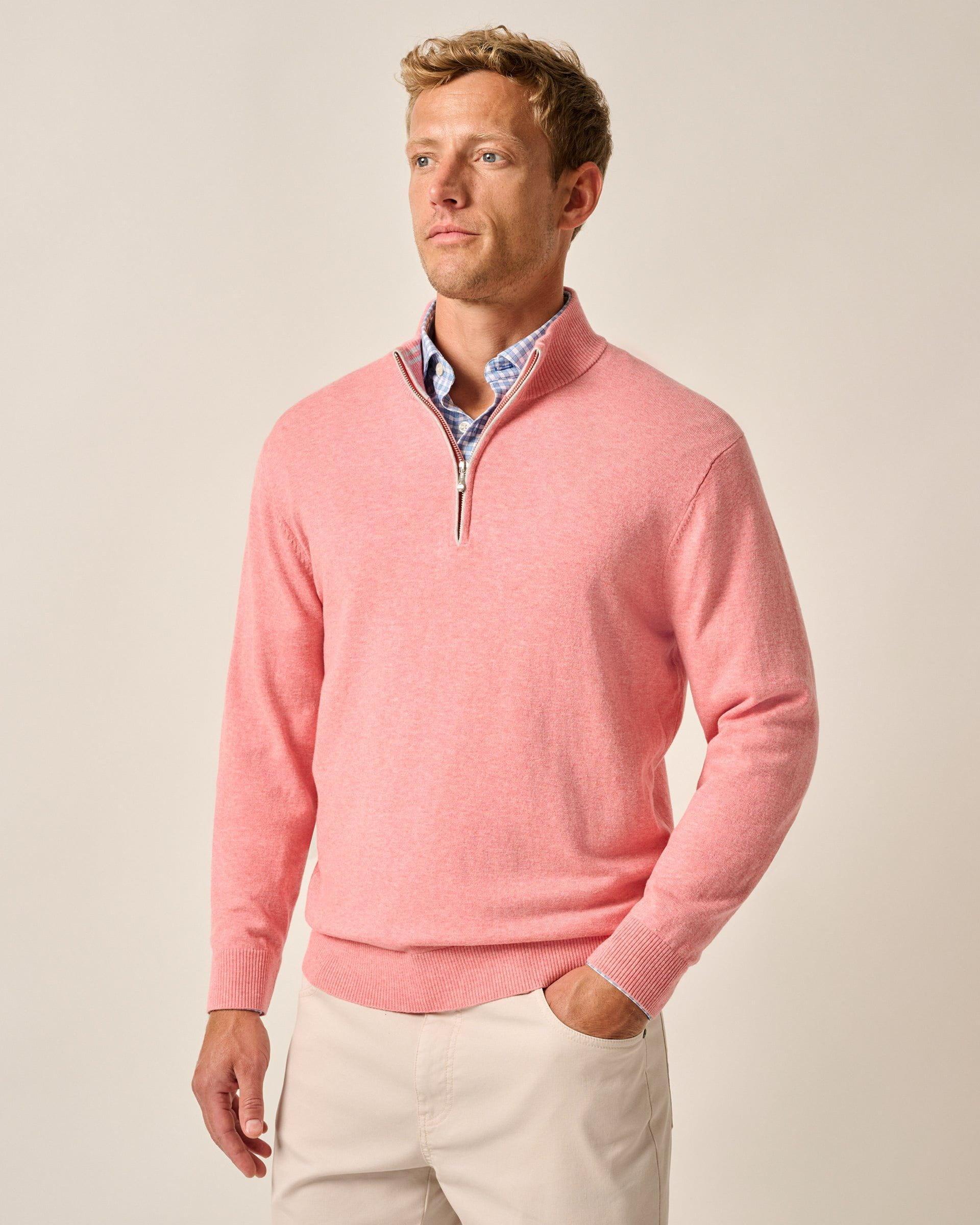 johnnie-O Desmond Plaited Cotton Blend 1/4 Zip Sweater Product Image