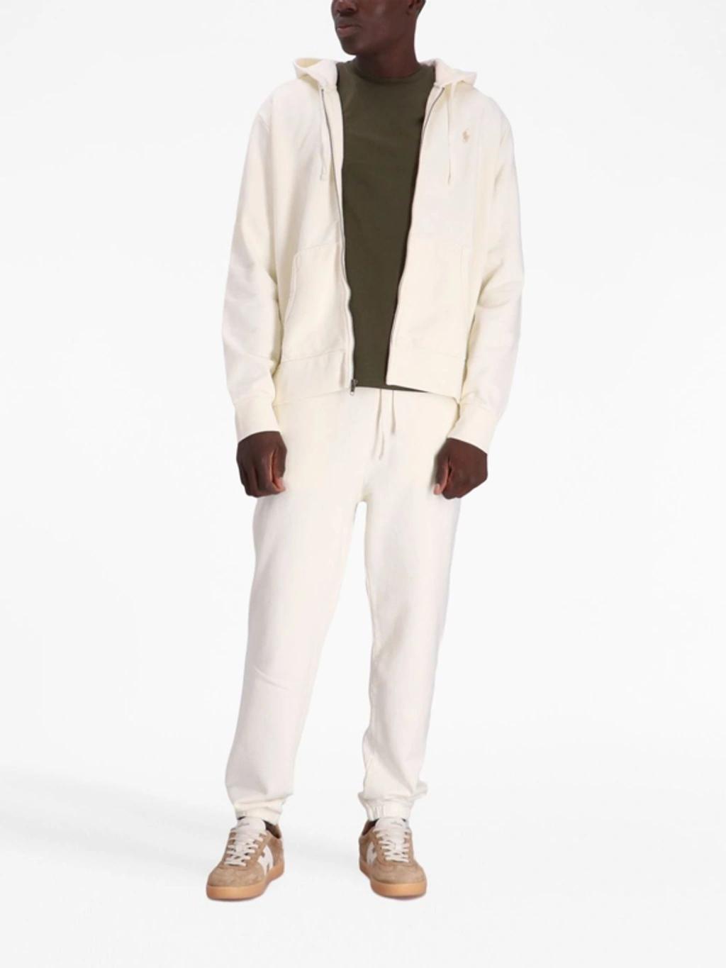 POLO RALPH LAUREN Logo-embroidered Cotton Zip-up Jacket In White Product Image