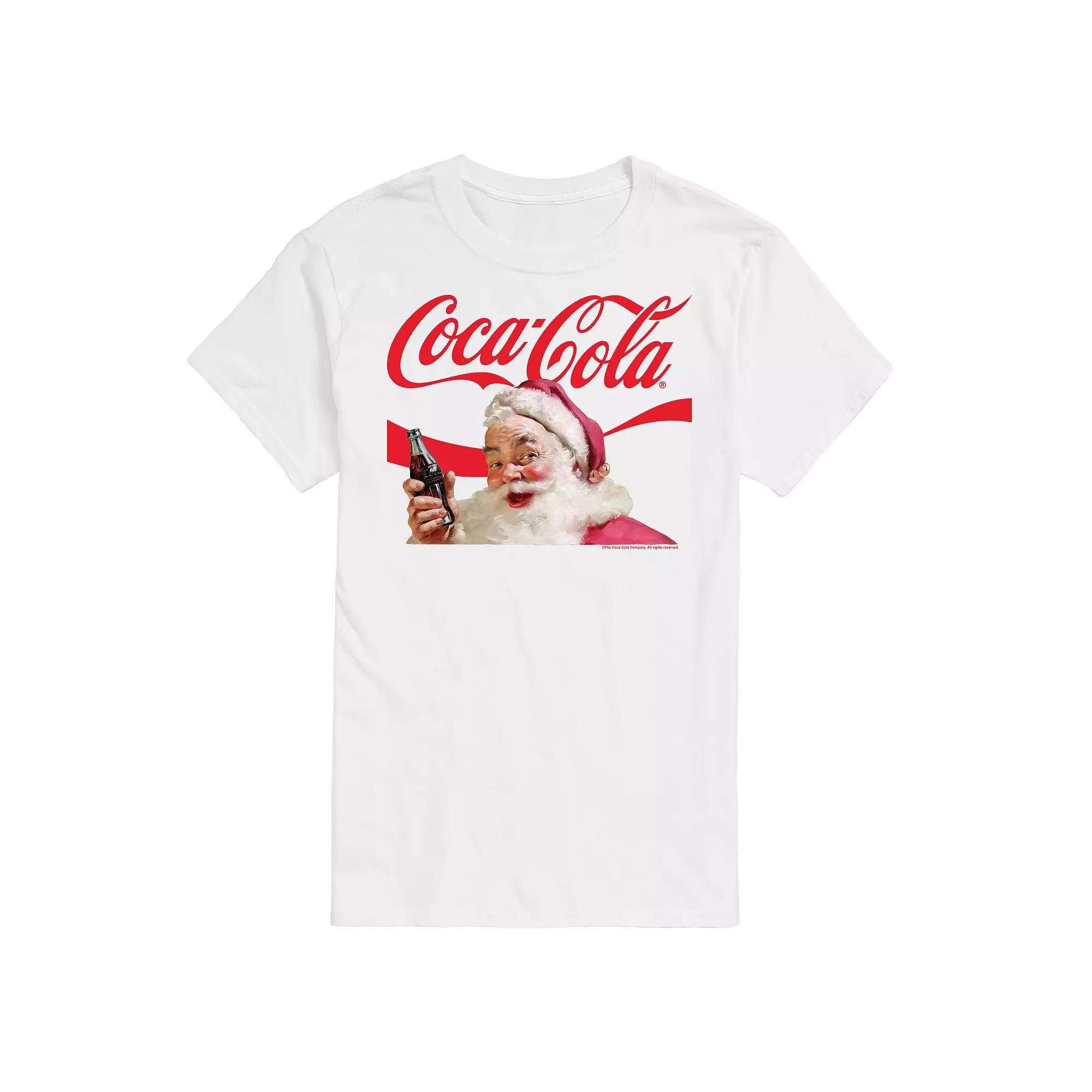 Big & Tall Coca-Cola Santa Logo Graphic Tee, Men's, Size: 3XL Tall, White Product Image