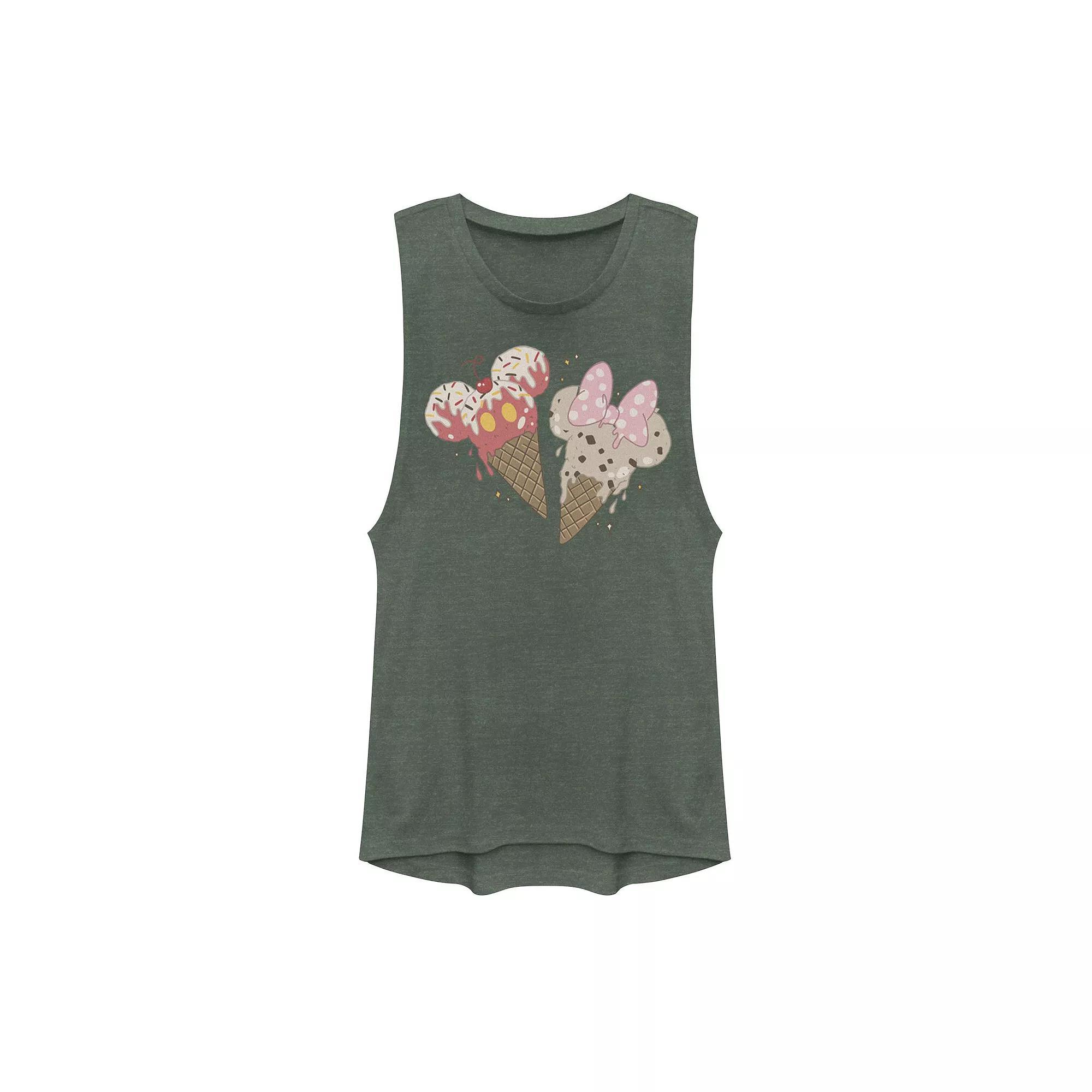 Disney's Mickey And Friends Mickey & Minnie Ice Cream Cones Muscle Tank Top, Girl's,  Product Image