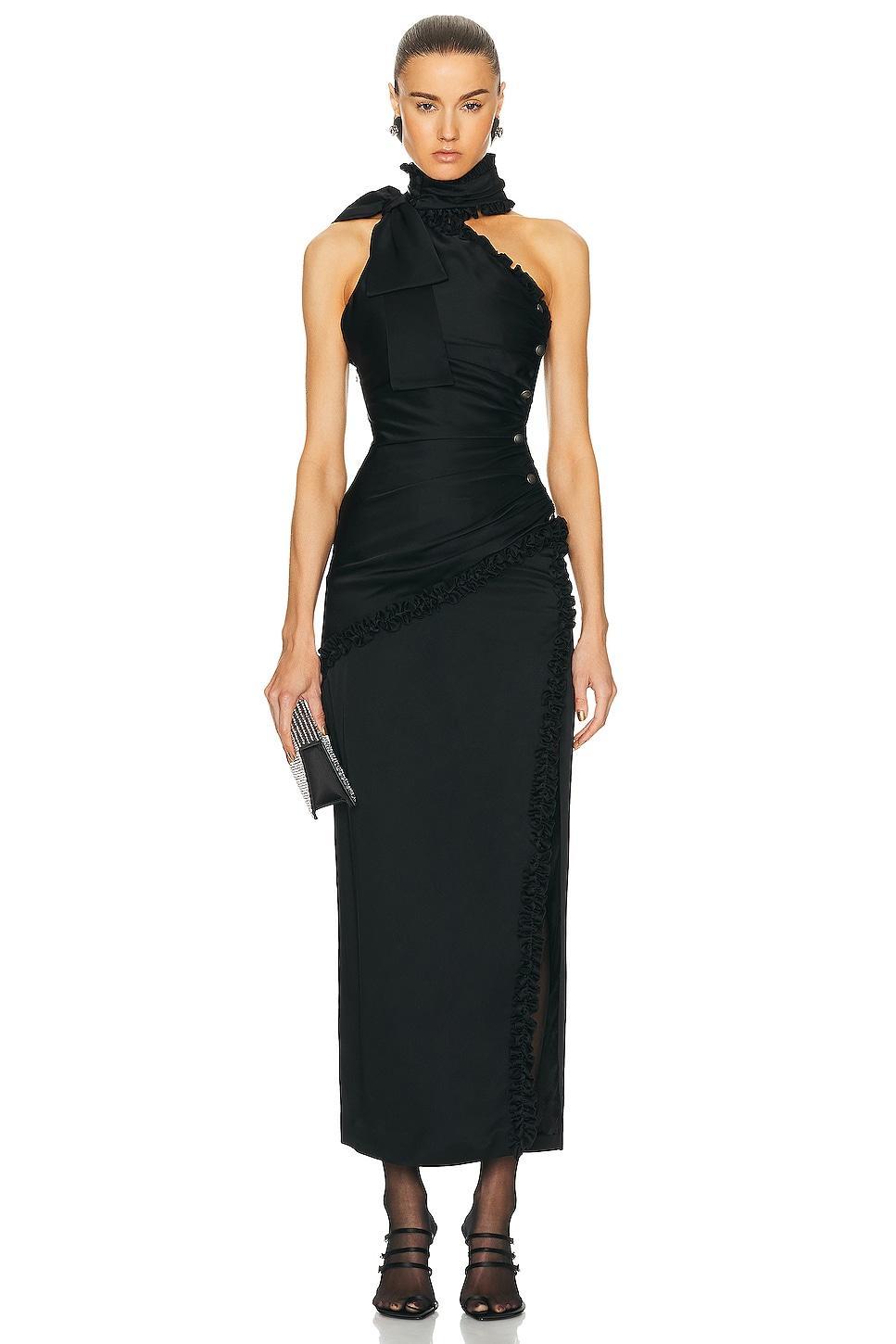 Alessandra Rich Envers Satin One Shoulder Evening Dress Product Image