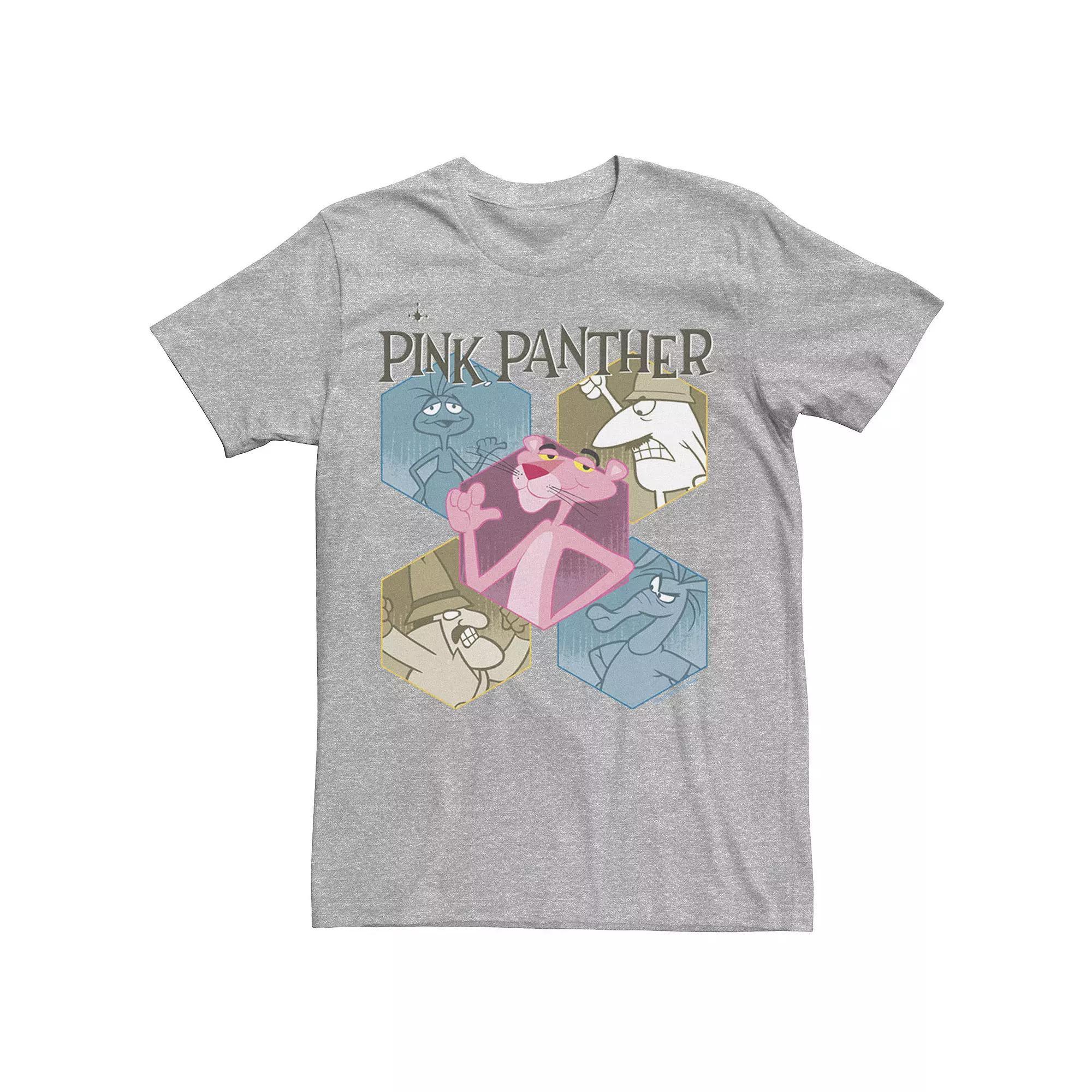 Men's Pink Panther Hexagonal Portraits Graphic Tee, Size: XXL, Athletic Grey Product Image