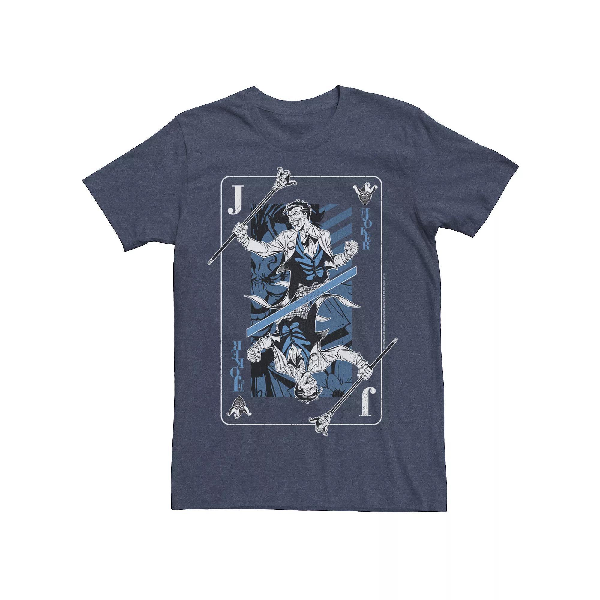 Men's DC Comics The Joker Playing Card Tee, Size: Large, Navy Grey Product Image