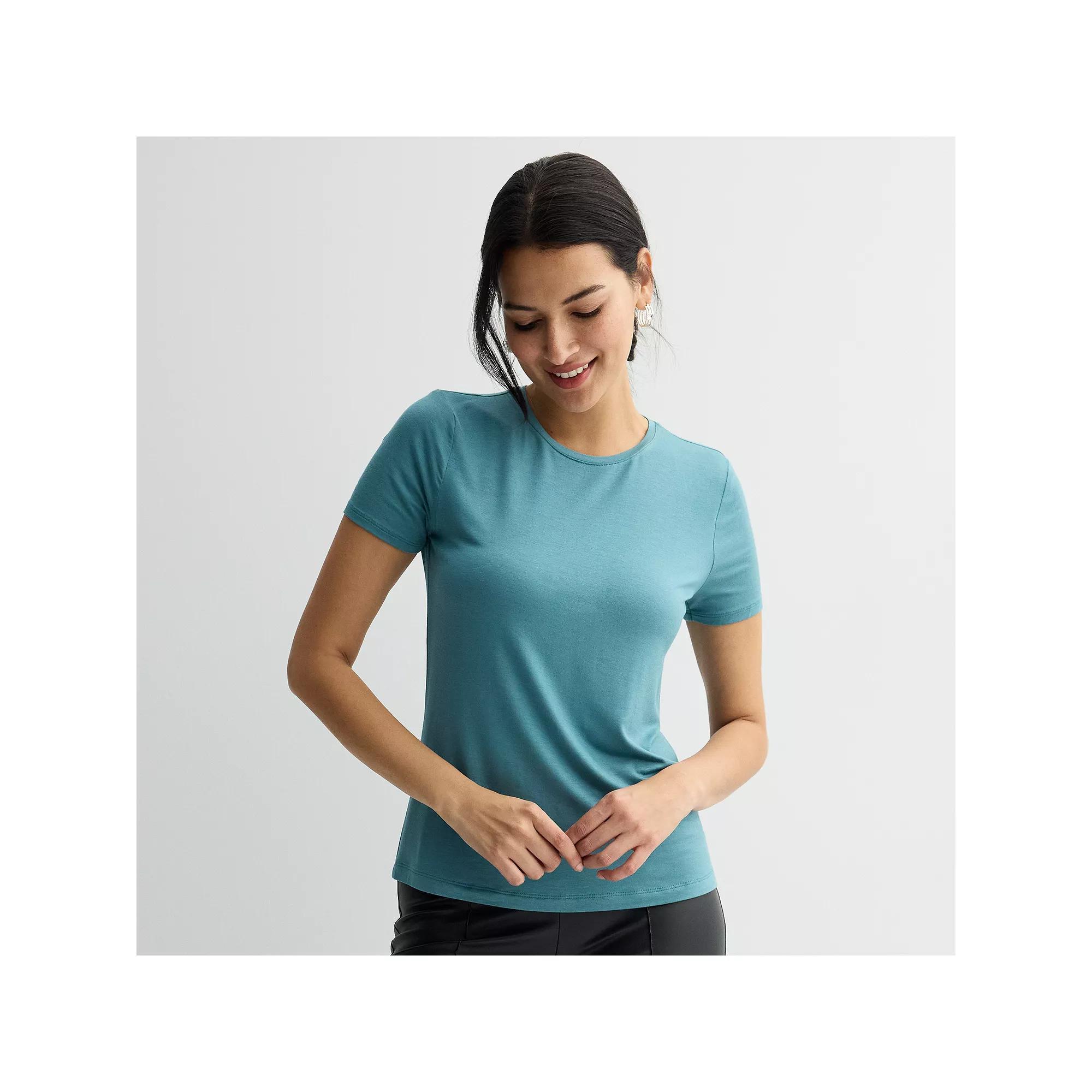 Women's Nine West Essential Crewneck Tee, Size: XXL, Carolina Bay Product Image