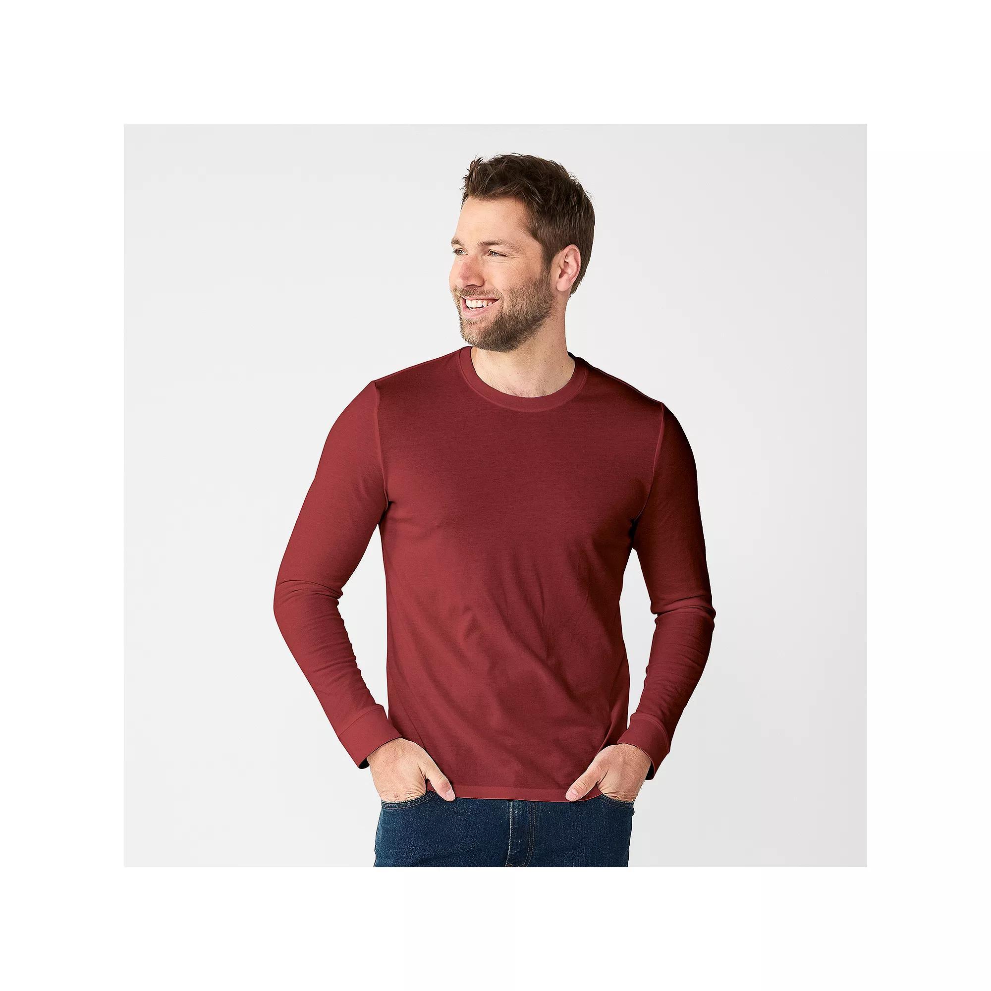 Men's Sonoma Goods For Life® Supersoft Long Sleeve Crewneck Tee, Size: XXL, Burnt Red Product Image