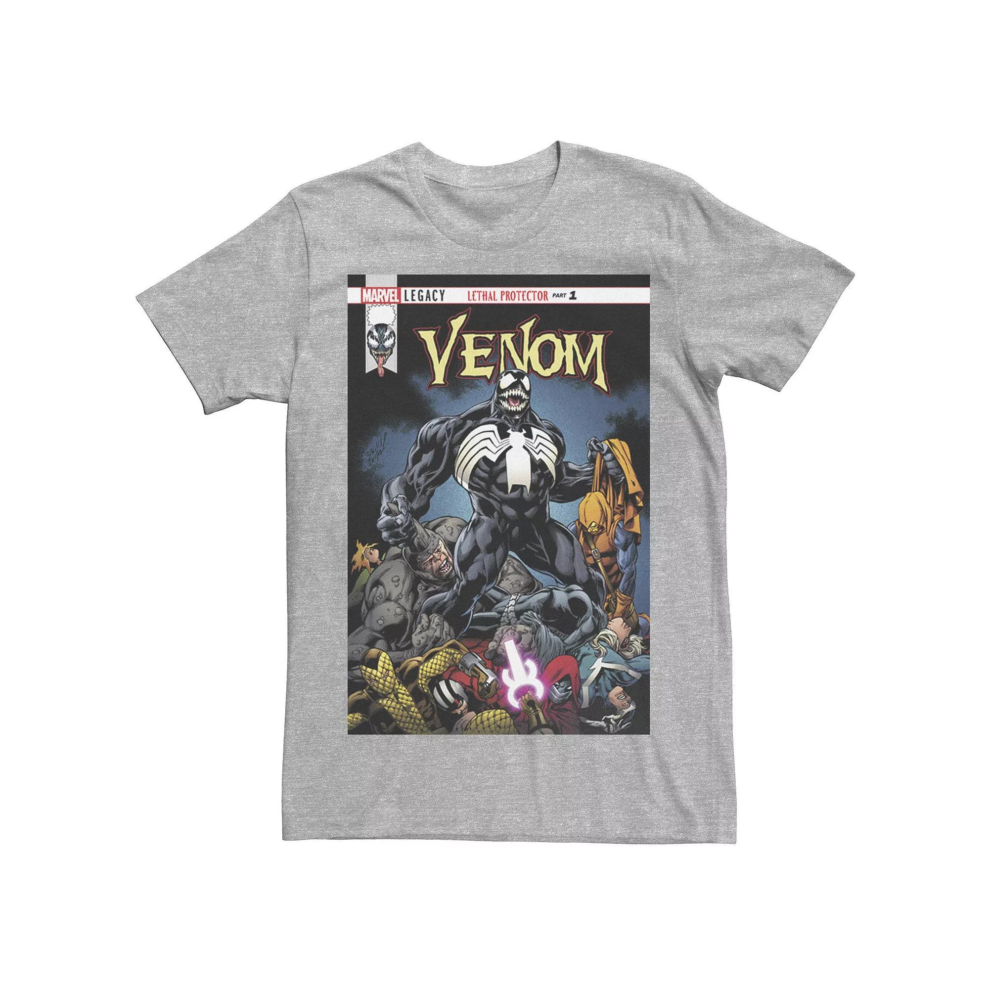 Men's Marvel Venom Lethal Pileup Comic Cover Tee, Size: Small, Athletic Grey Product Image