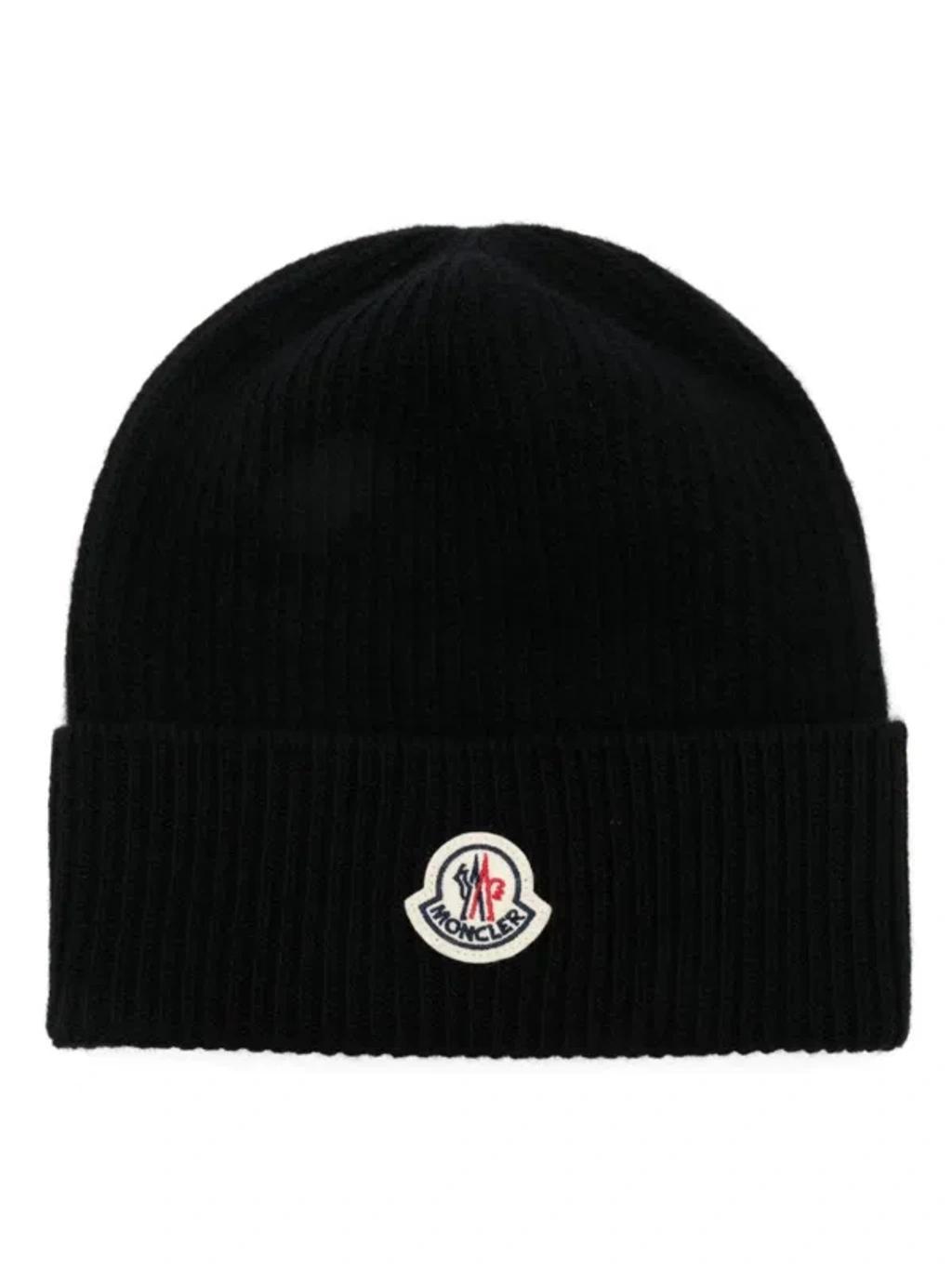 MONCLER Branded Wool Hat In Black Product Image