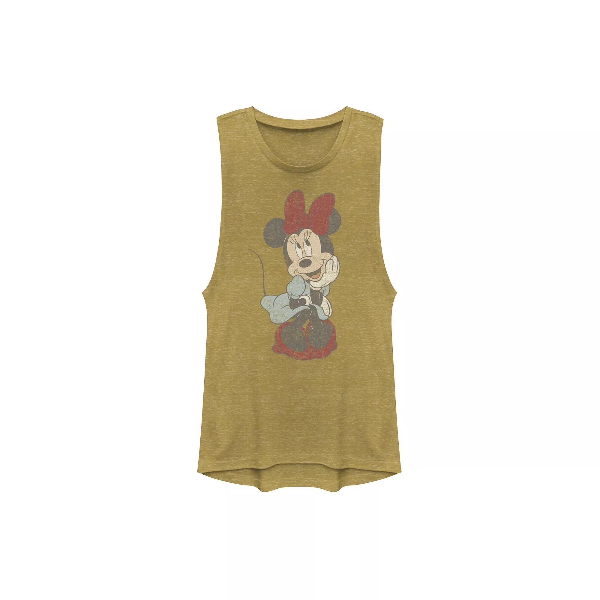 Disney's Minnie Mouse Distressed Framed Portrait Juniors' Muscle Tank Top, Girl's,  Product Image
