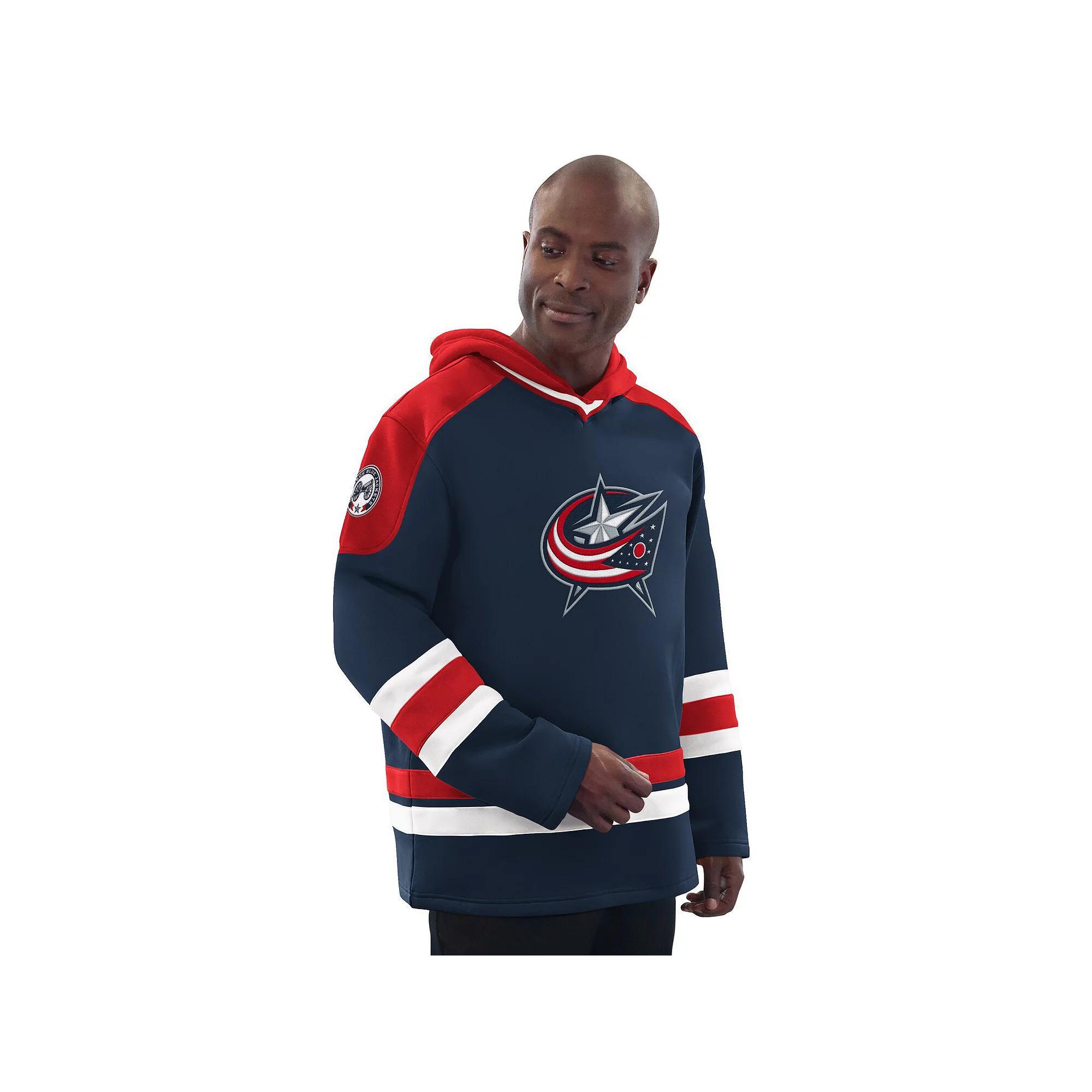 Men's Starter Navy/Red Columbus Blue Jackets Hockey Pullover Hoodie,  Product Image