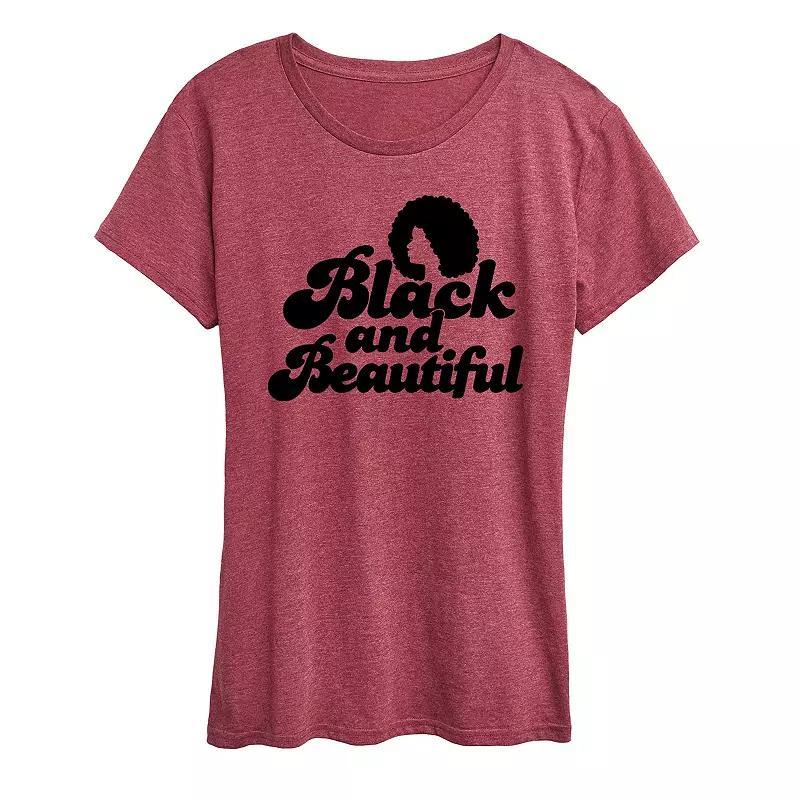 Plus Black and Beautiful Graphic Tee, Womens Grey Dark Red Product Image