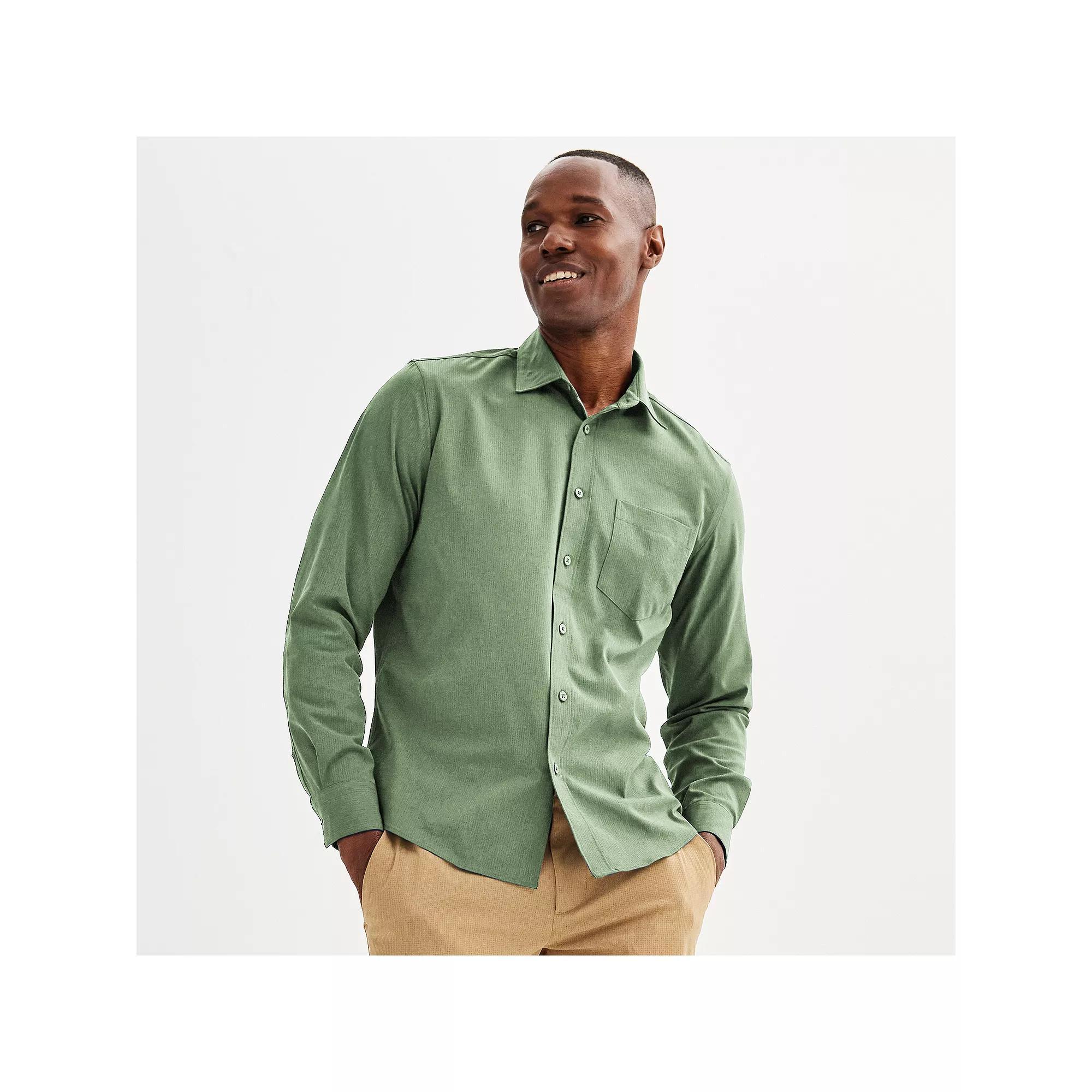 Men's FLX Performance Untucked-Fit Long Sleeve Button Down Shirt, Size: Medium, Brindle Product Image