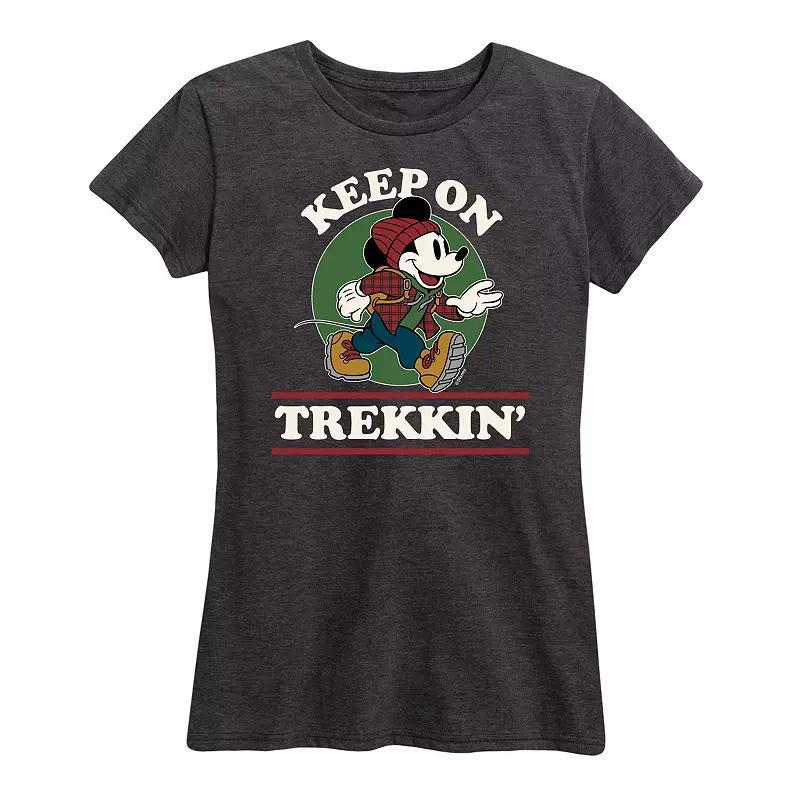 Disneys Mickey Mouse Womens Keep On Trekkin Graphic Tee Heather Grey Product Image