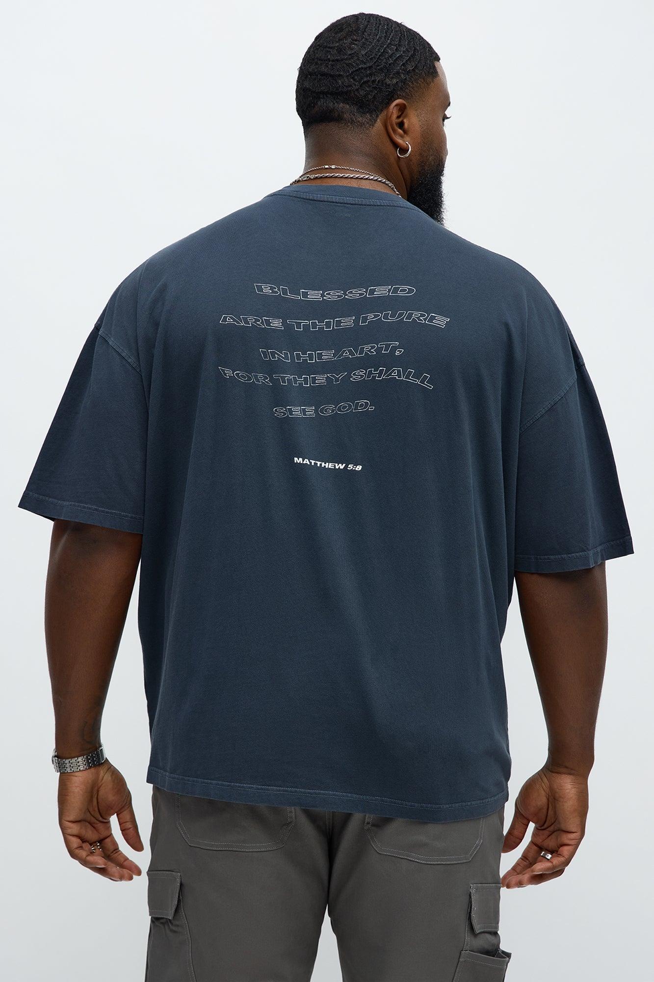 Blessed Butterfly Oversized Short Sleeve Tee - Navy Male Product Image