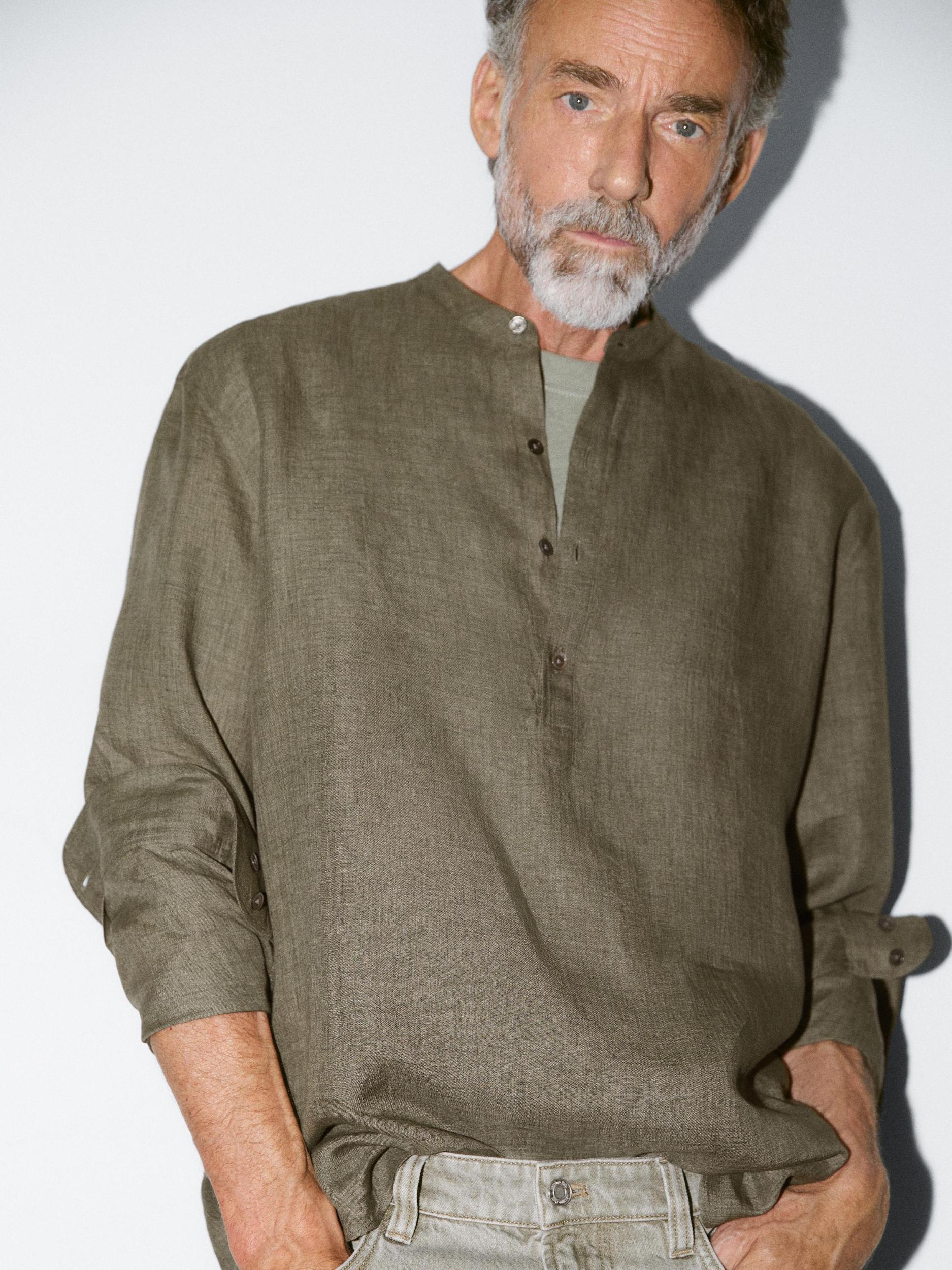 Regular fit faded linen shirt Product Image