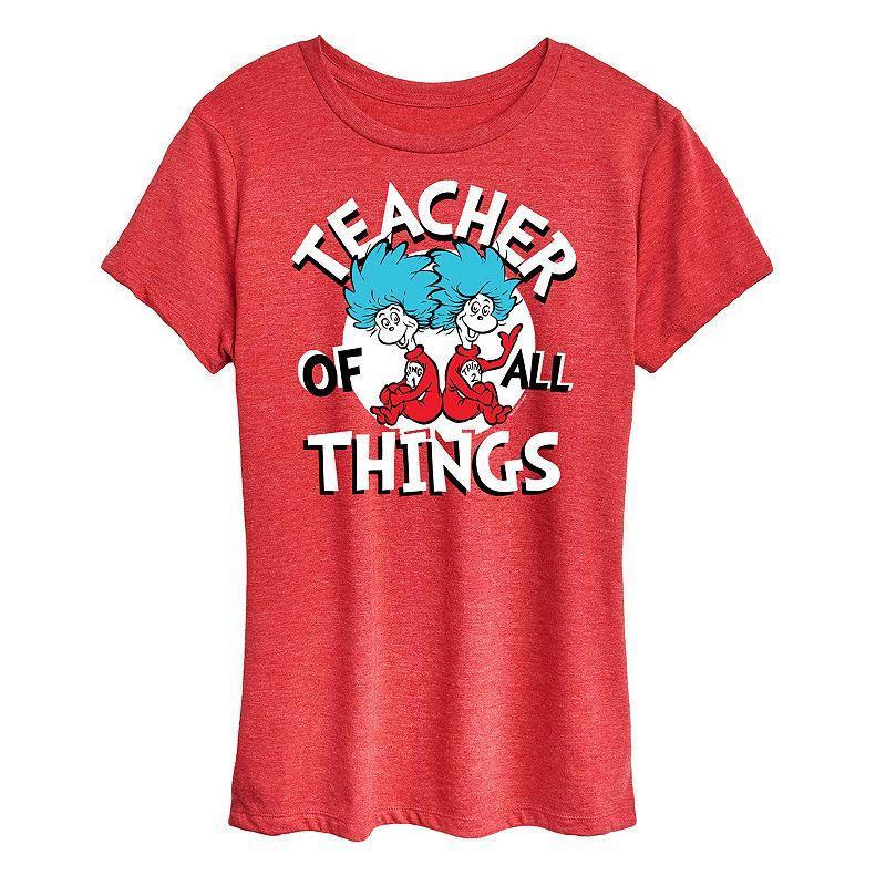 Women's Dr. Seuss Teacher Of All Things Graphic Tee, Size: Medium, Grey Gray Product Image