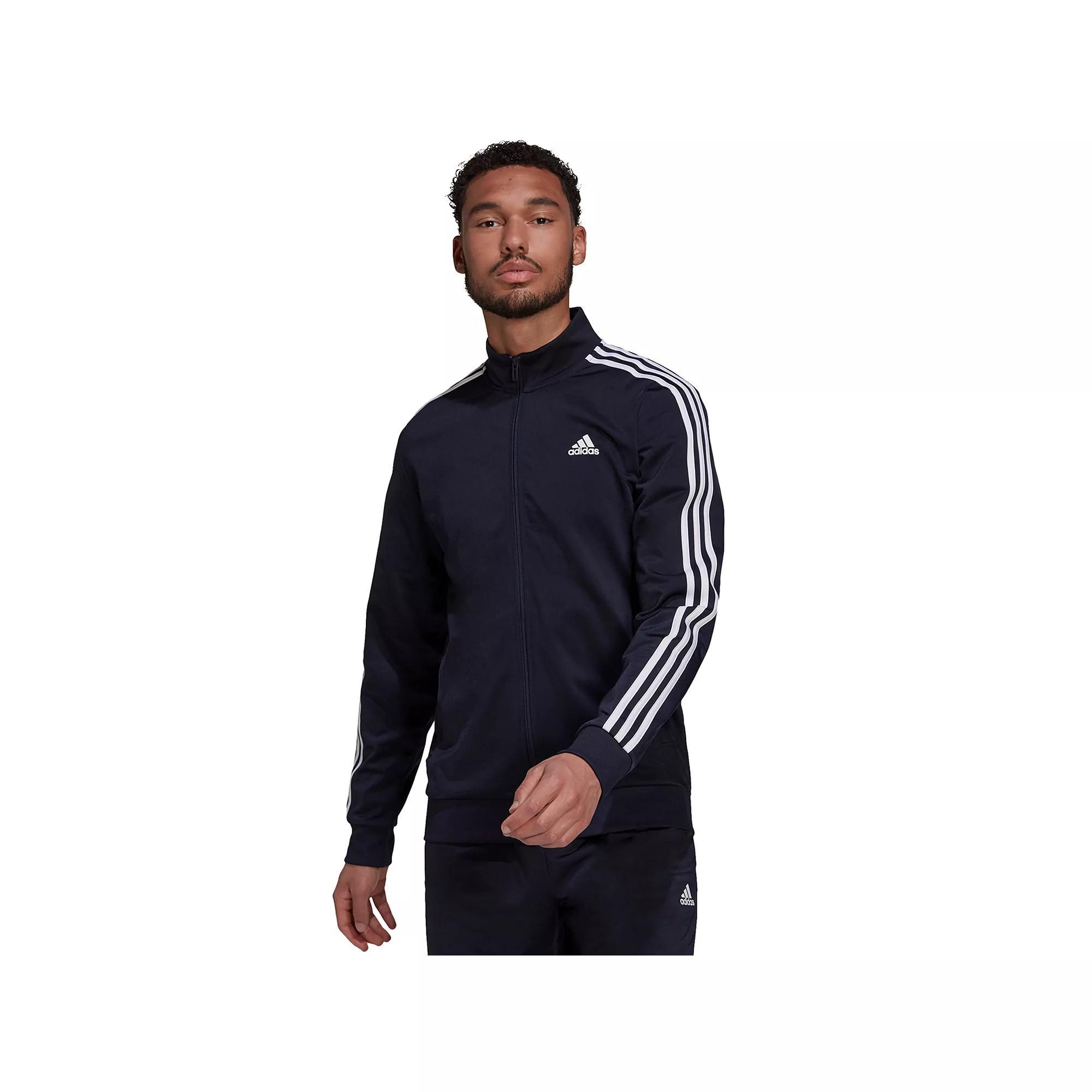 adidas Mens adidas Essentials Warm-Up 3-Stripes Track Jacket - Mens Solid Grey/Black Product Image
