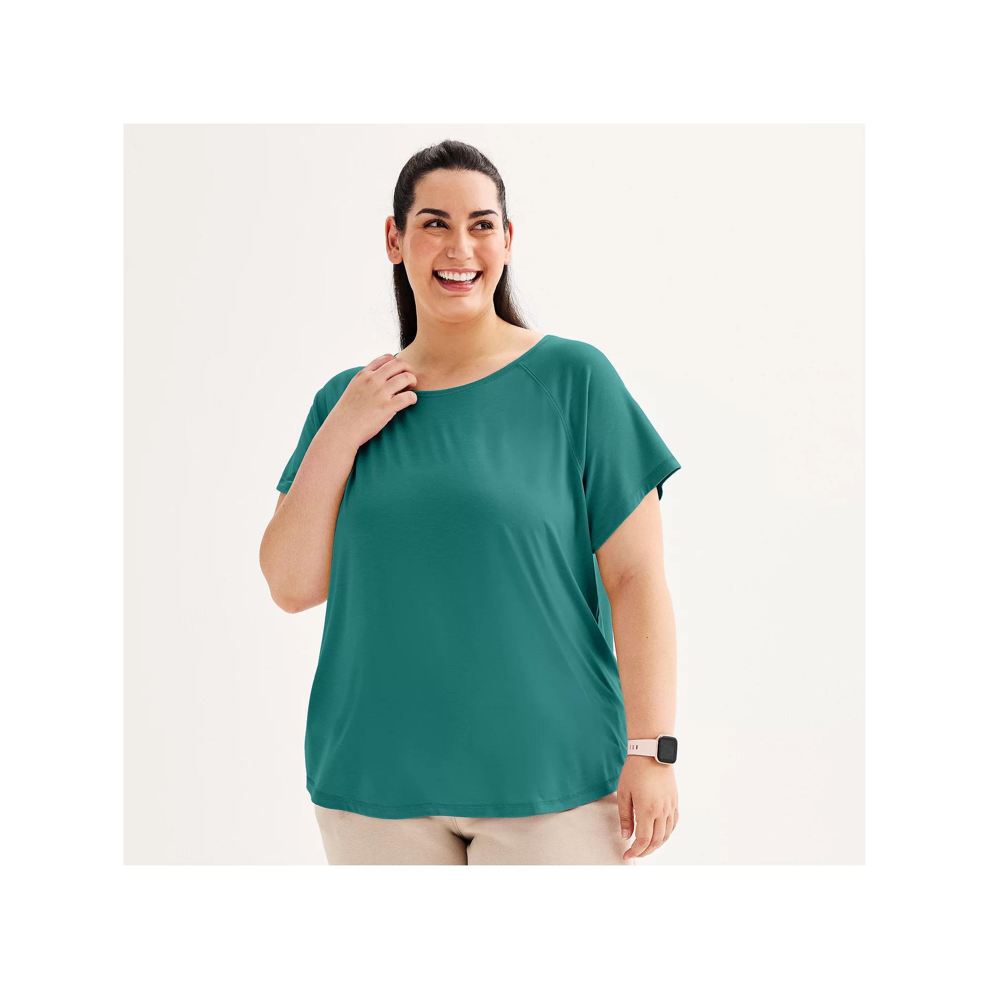 Plus Size Tek Gear® Core Raglan Tee, Women's, Size: 1XL, Solomon Product Image