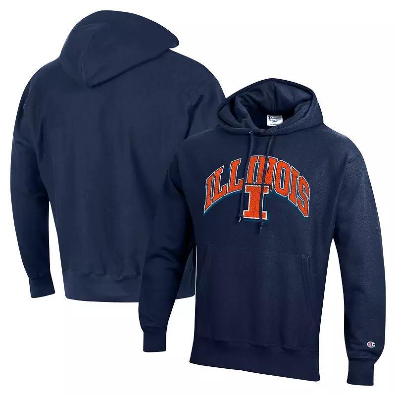 Men's Champion Navy Illinois Fighting Illini Vault Late Night Reverse Weave Pullover Hoodie, Size: Large, Blue Product Image