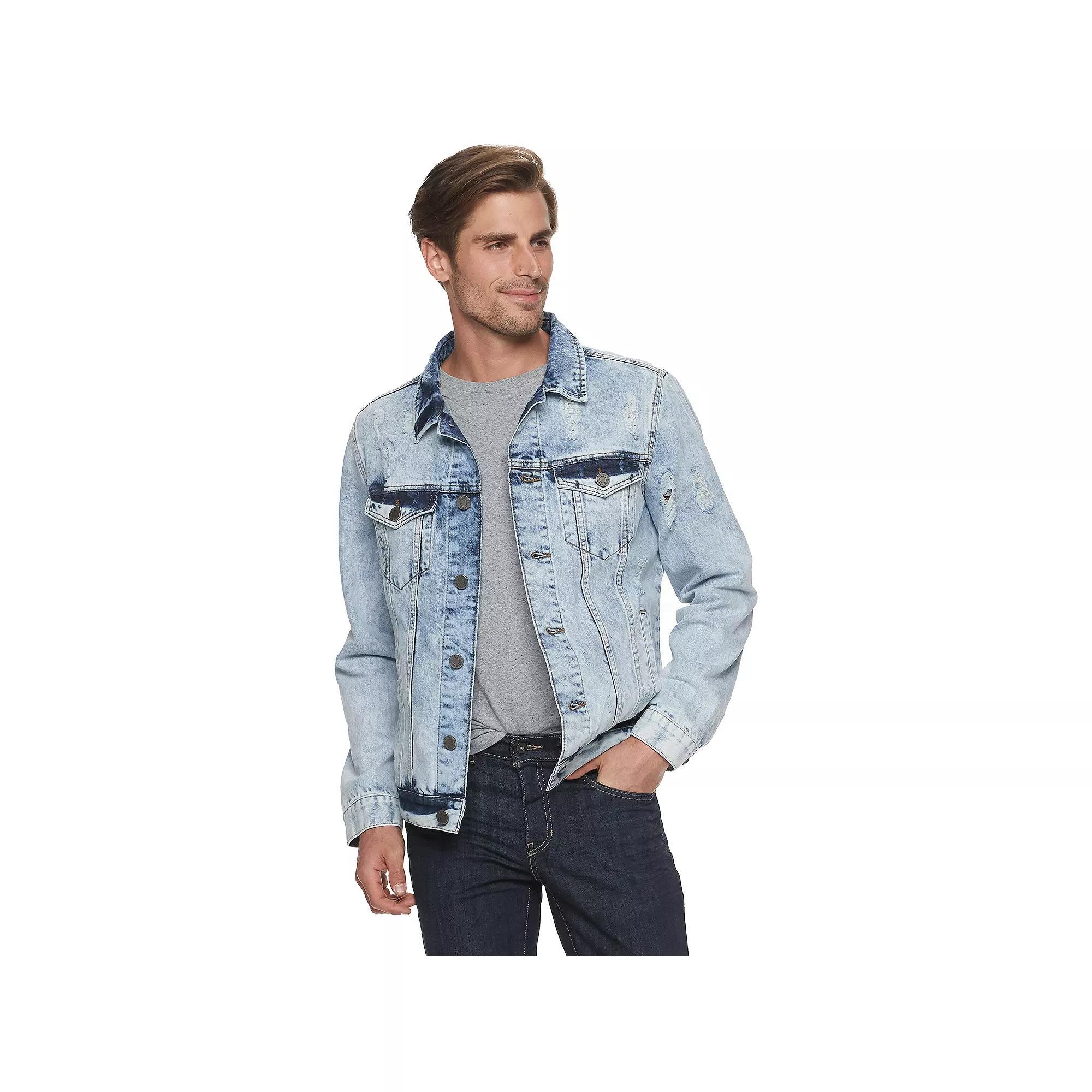 Men's Xray Washed Ripped Denim Jacket,  Product Image