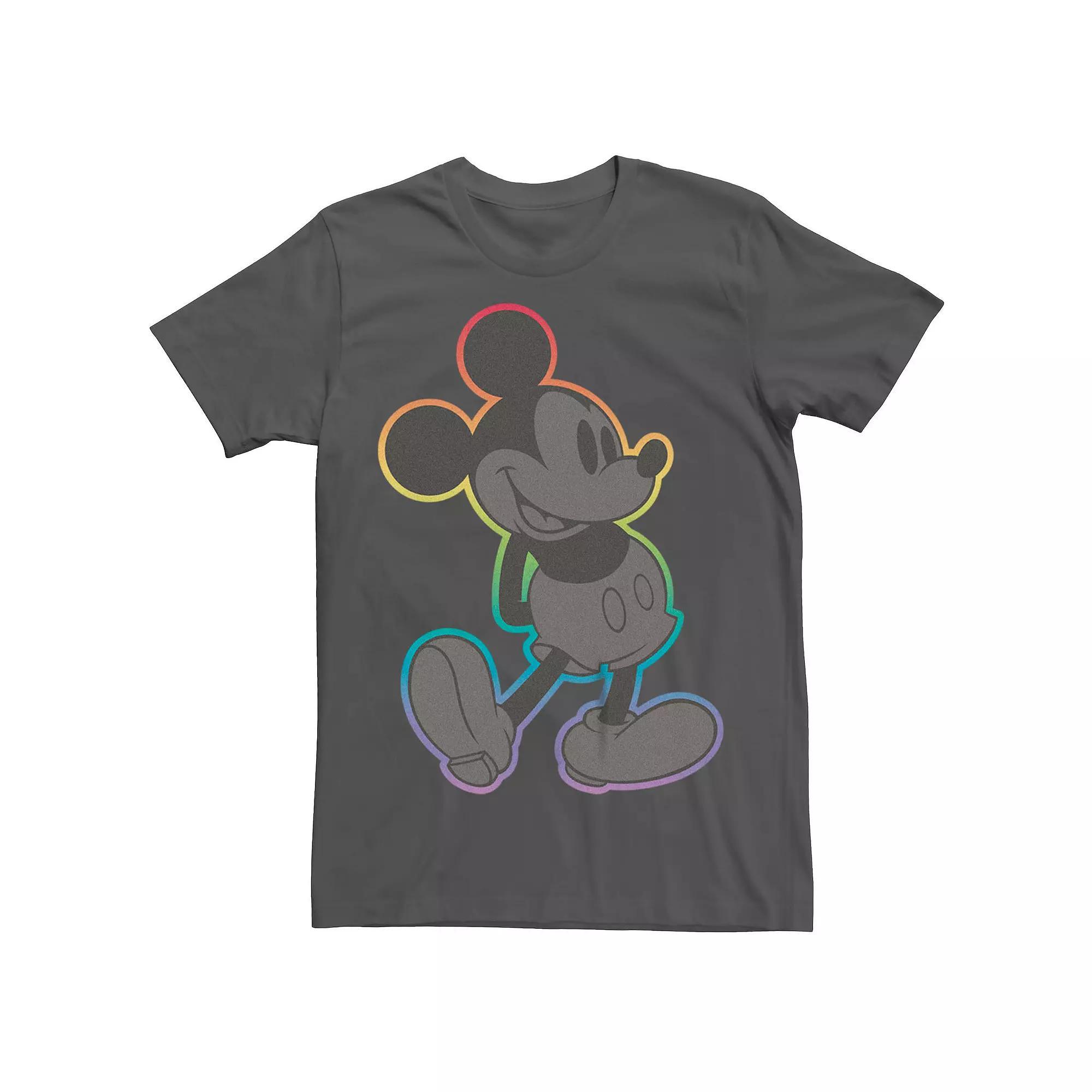 Disney's Mickey Mouse Men's Pride Rainbow Outline Tee, Size: Large, Grey Product Image