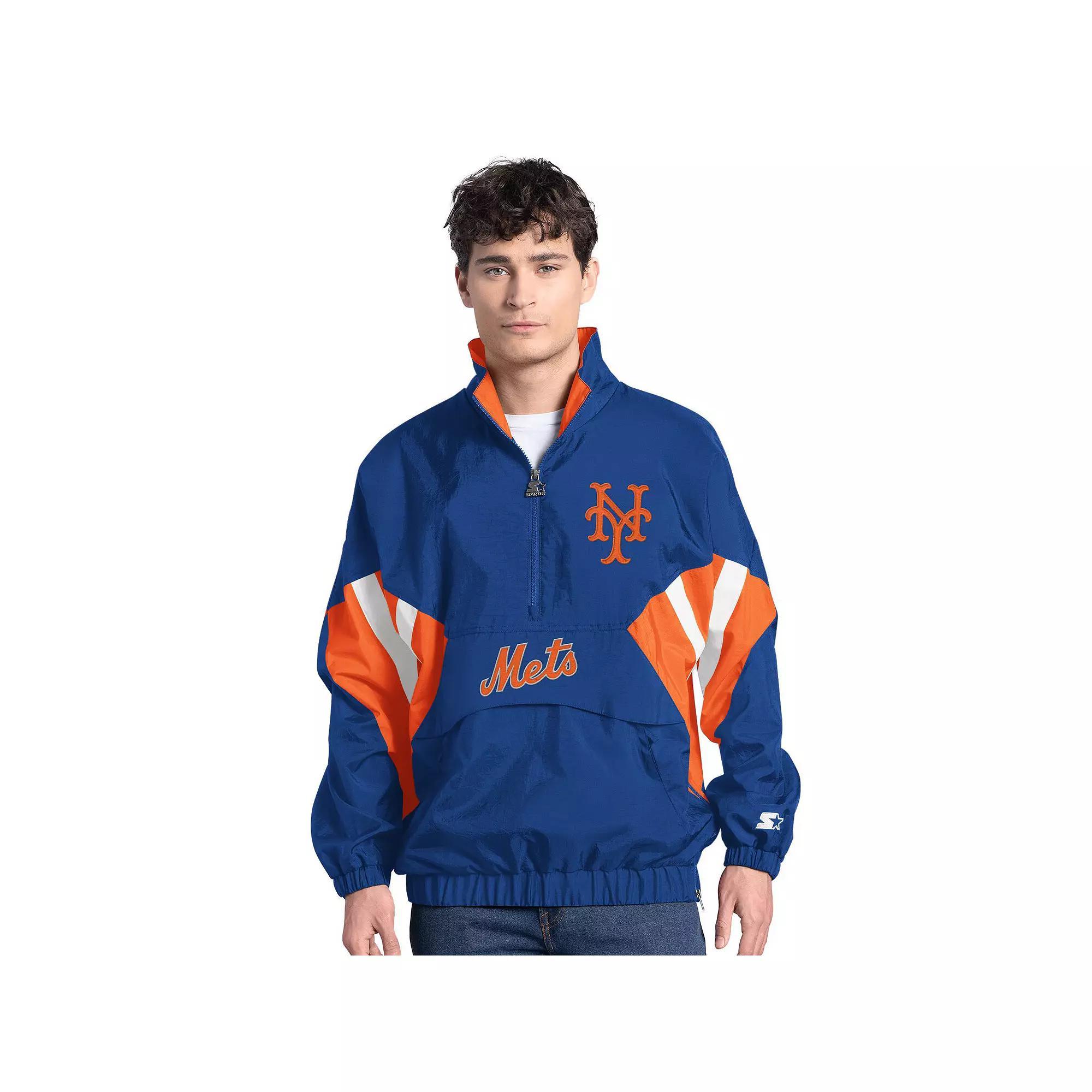 Men's Starter Royal New York Mets Cooperstown Chief Half-Zip Pullover,  Product Image