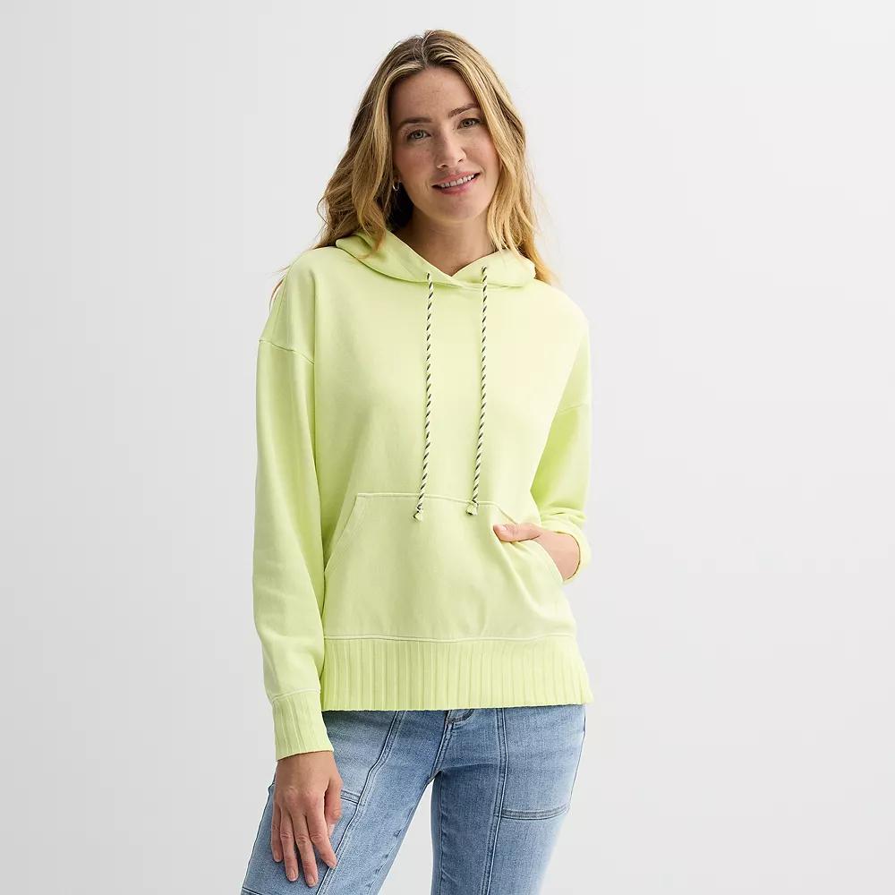 Women's Sonoma Goods For Life® Mixed Rib Fleece Hoodie, Size: XL, Green Kiss Product Image