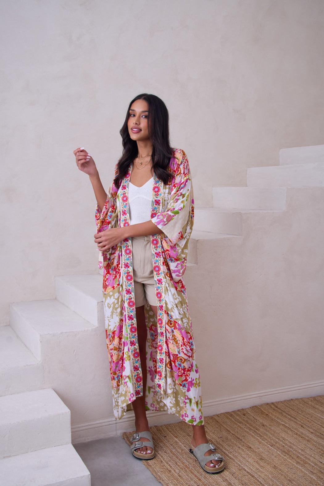 Lace Embroidered Floral Kimono Product Image