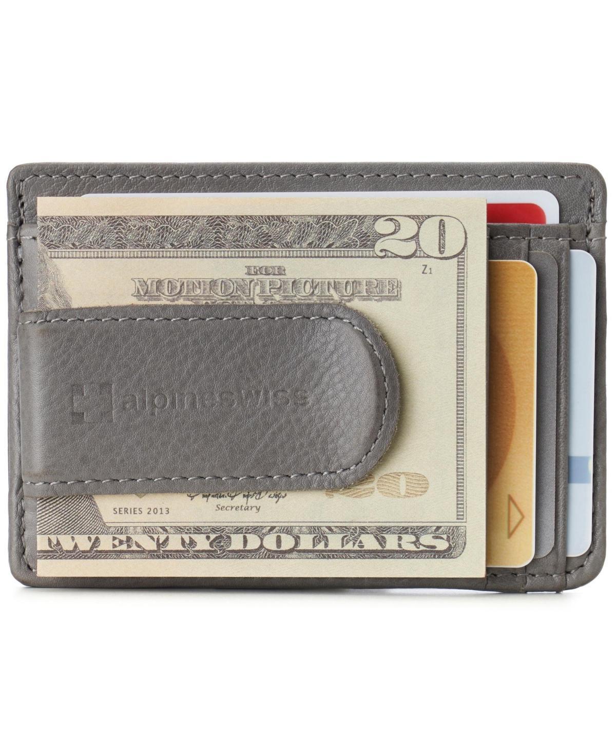 Alpine Swiss Mens Rfid Money Clip Leather Minimalist Wallet Card Case Id Window Product Image