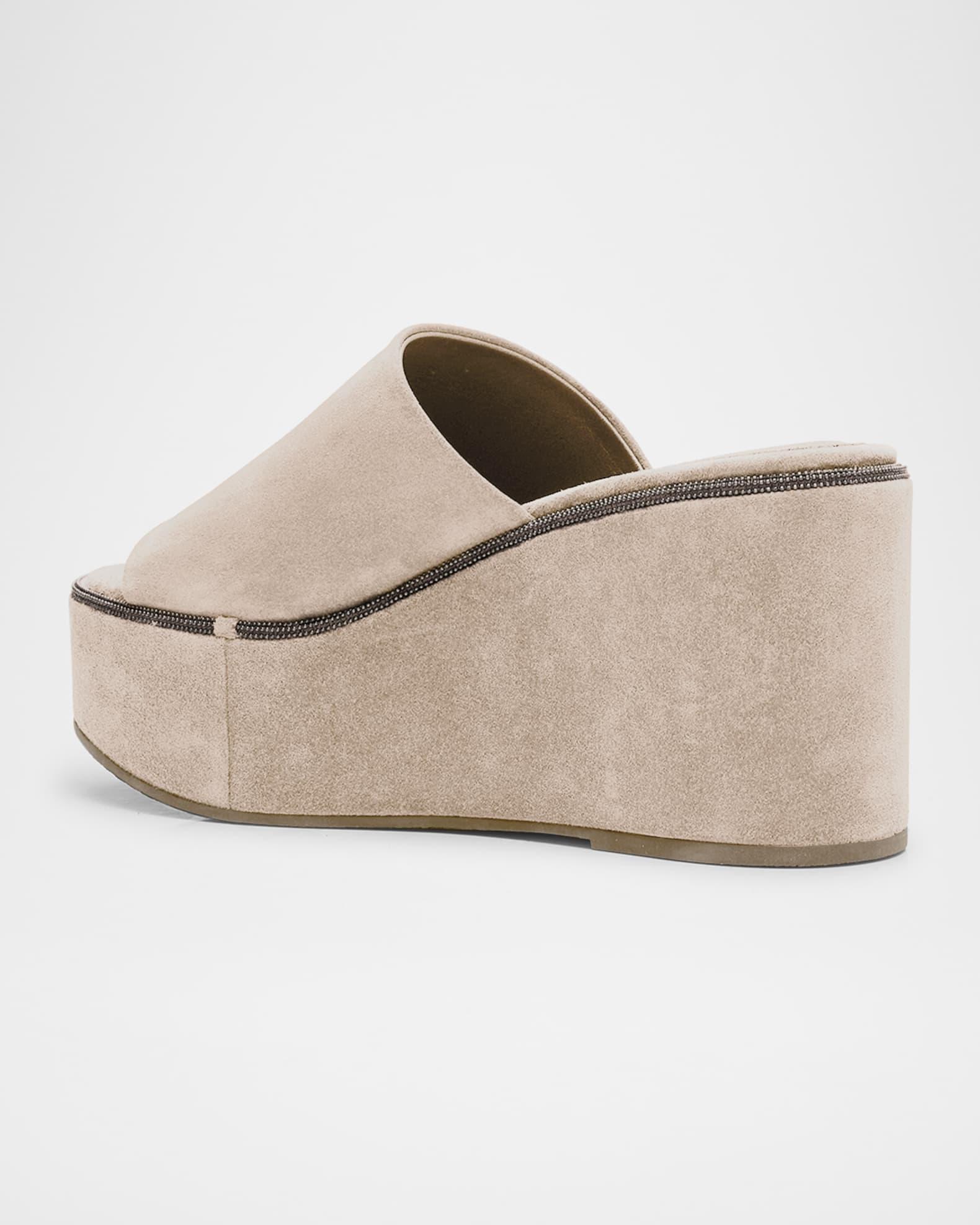 Suede Platform Slide Sandals Product Image