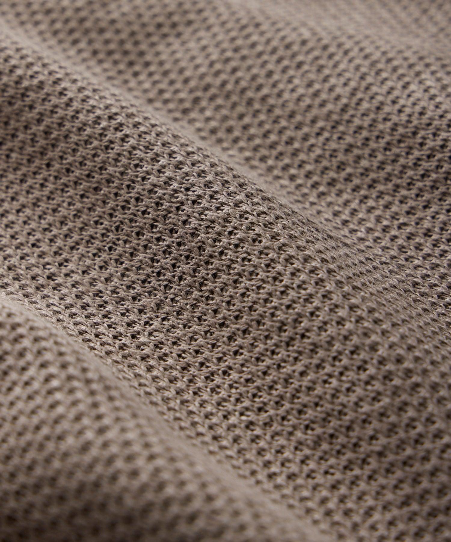 Linen Mesh Full-Placket Polo in Vintage Brown Product Image