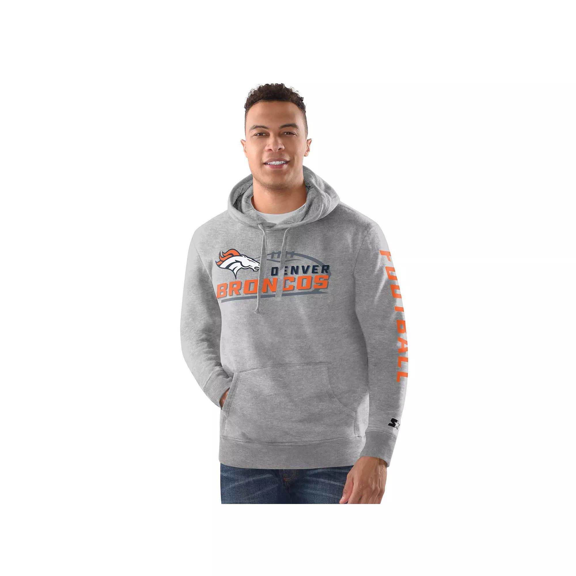 Men's Starter Heather Gray Denver Broncos Vintage Pullover Hoodie,  Product Image