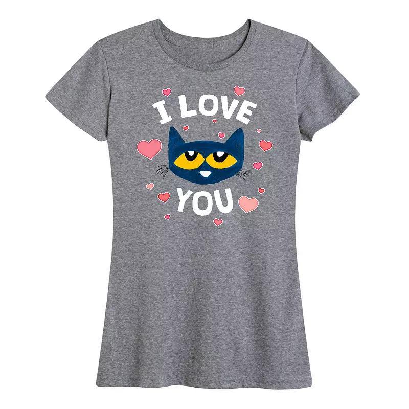 Women's Pete The Cat I Love You Pete Face Graphic Tee, Size: XXL, Grey Wine Product Image