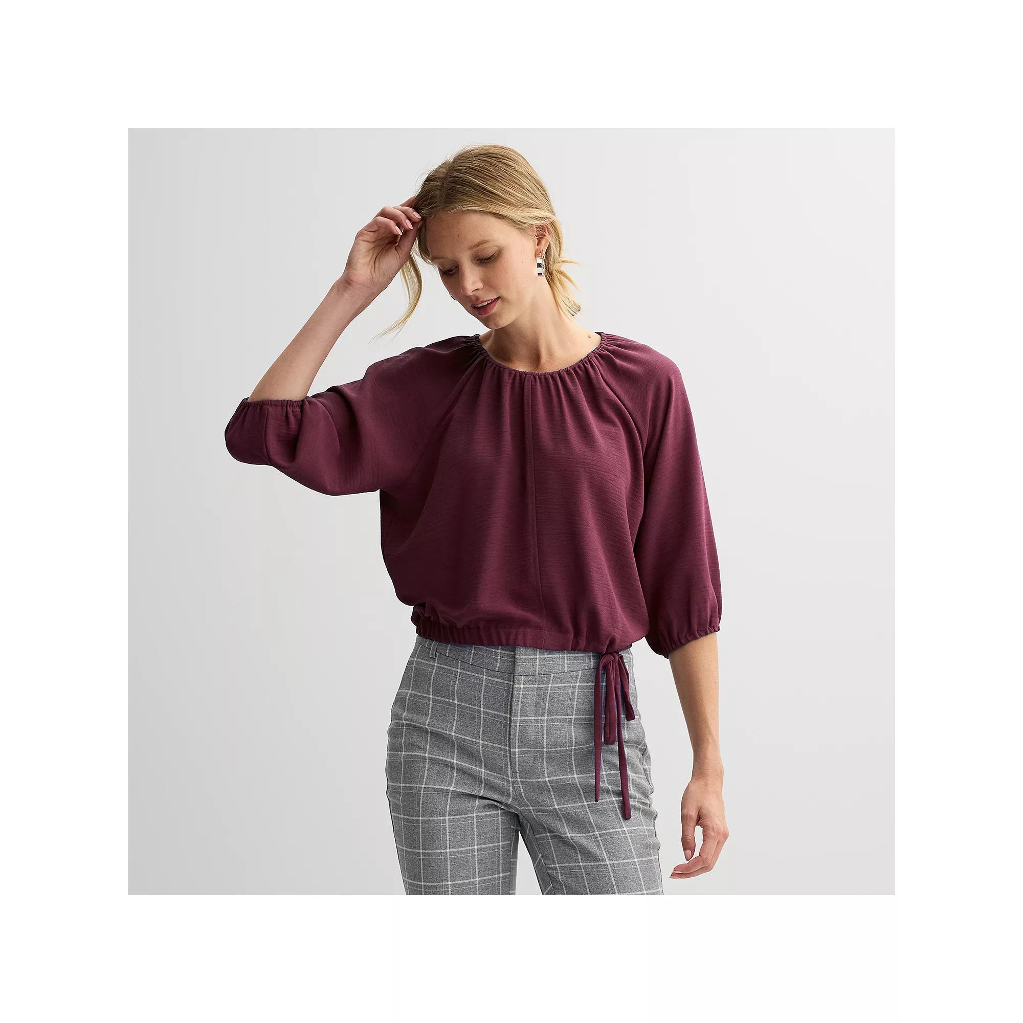 Petite Nine West Cinched Waist Top, Women's, Size: Large Petite, Archer Blue Product Image