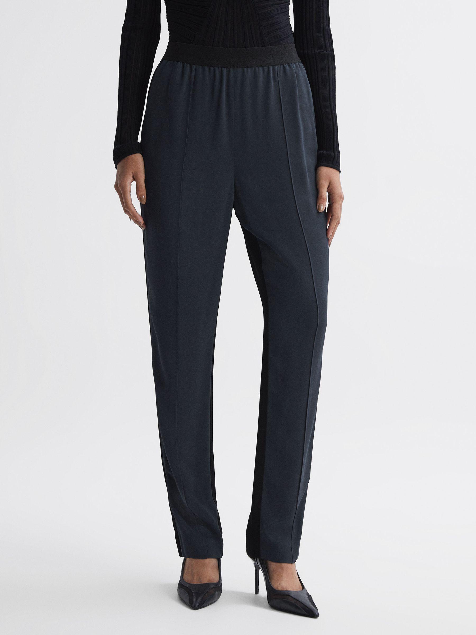 Tapered Split Hem Trousers in Black Product Image