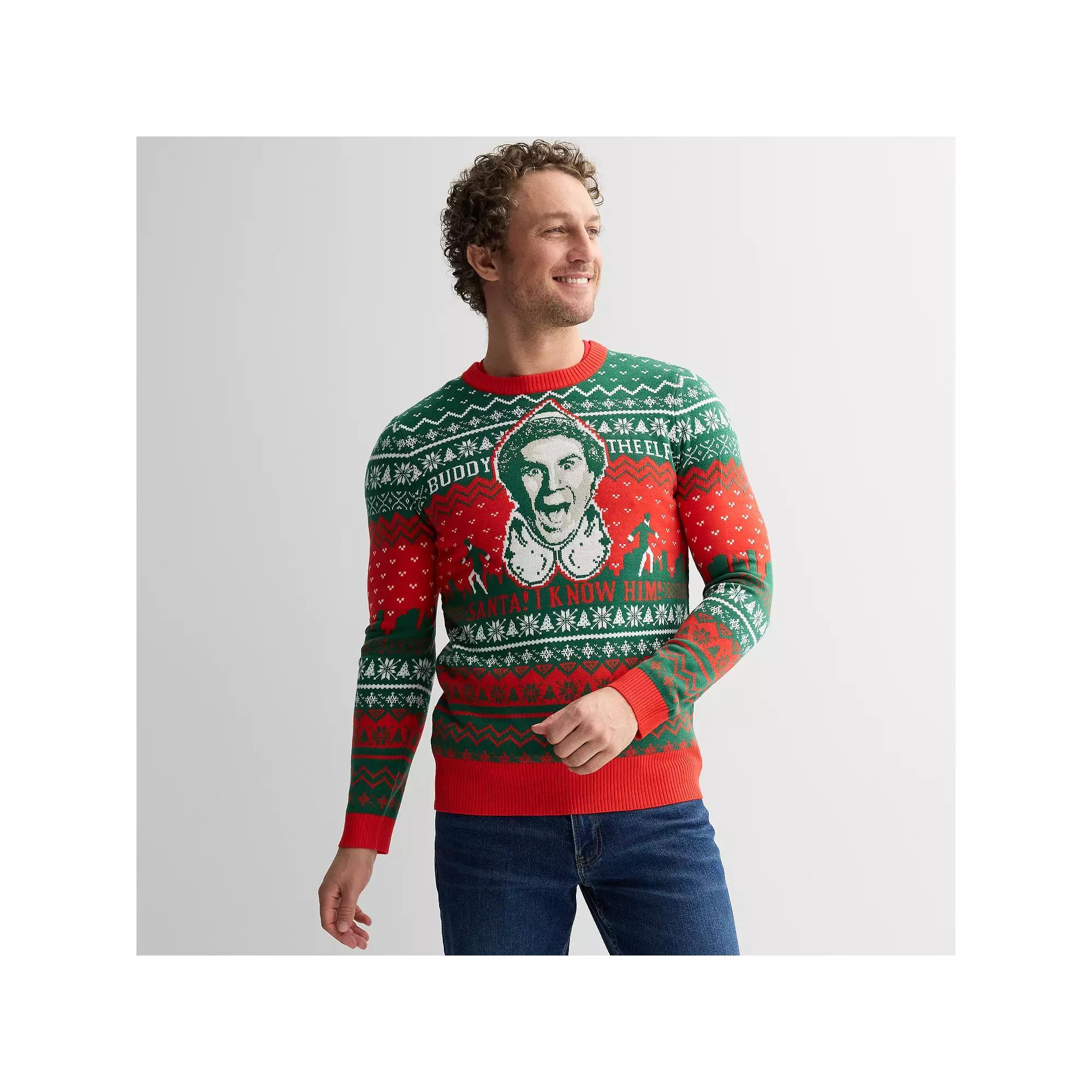 Men's Buddy The Elf Graphic Intarsia Sweater, Size: Medium, Green Product Image