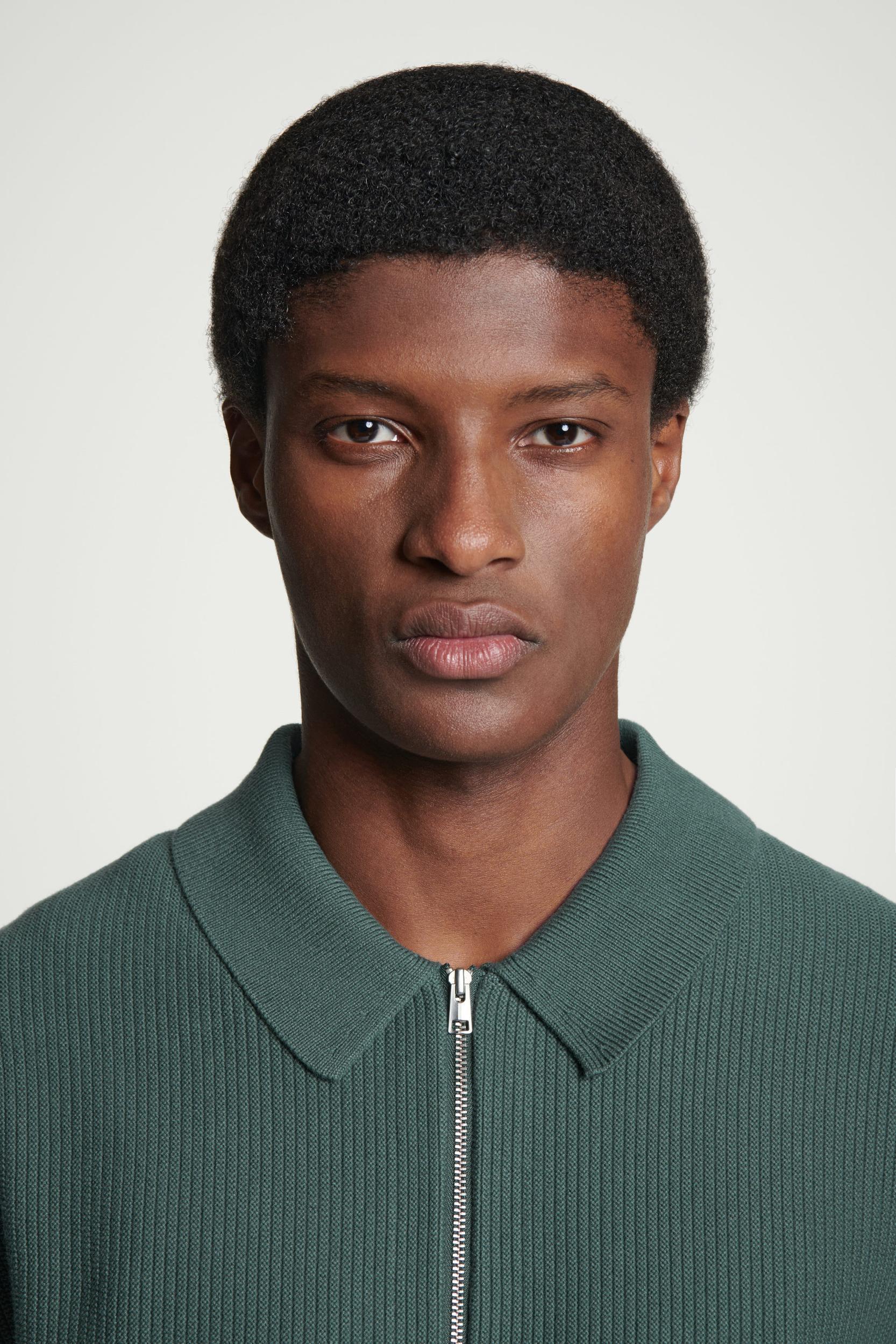 WAFFLE-KNIT COTTON ZIPPED SHIRT Product Image