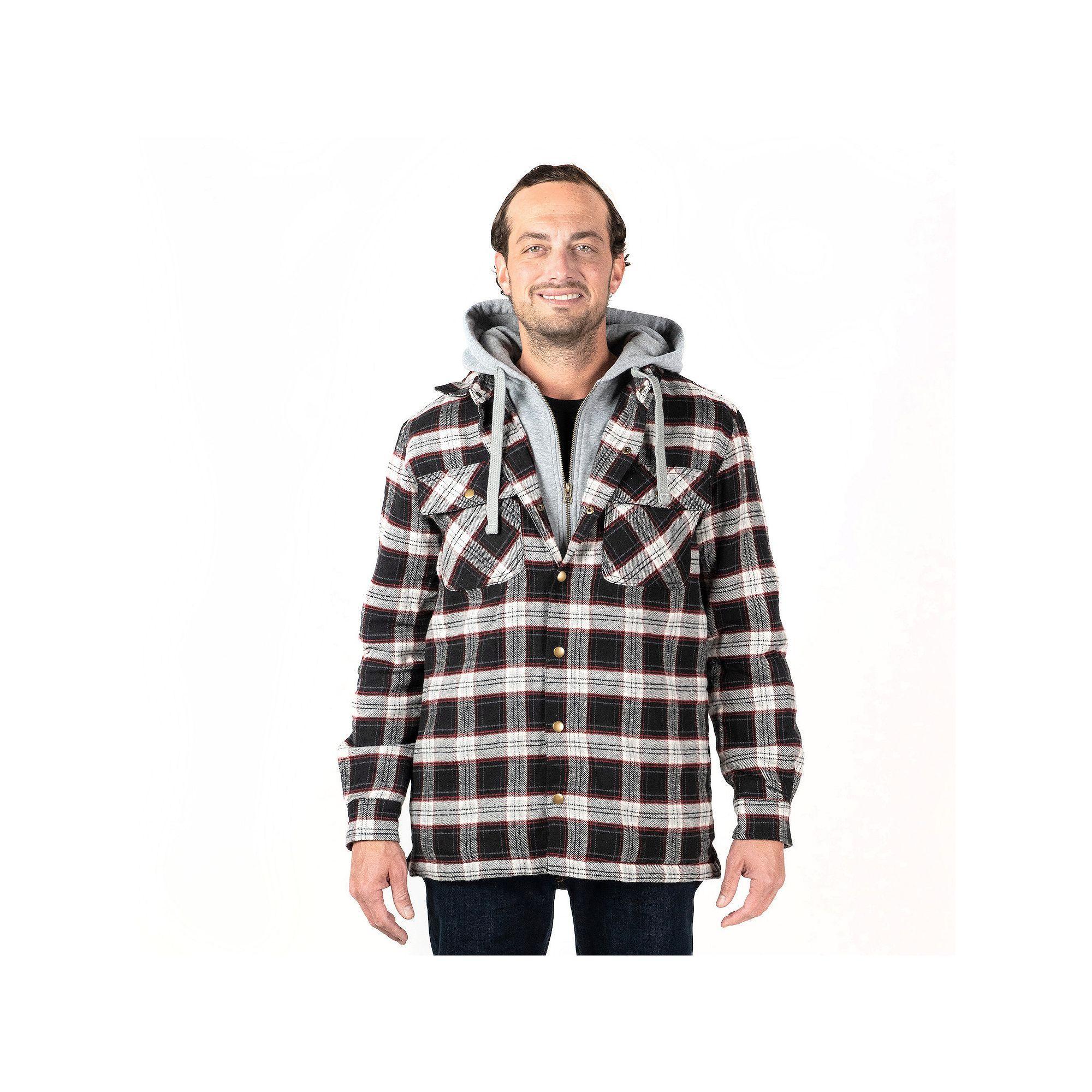 Men's Sonoma Goods For Life® Flannel Hooded Shirt Jacket, Size: XXL, Black Grey Red Product Image