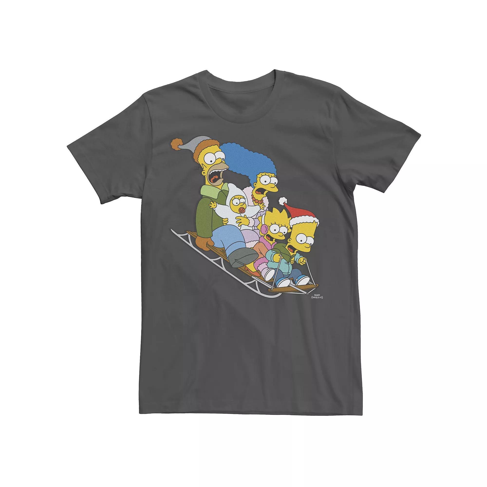 Men's The Simpsons Christmas Sledding Tee,  Product Image