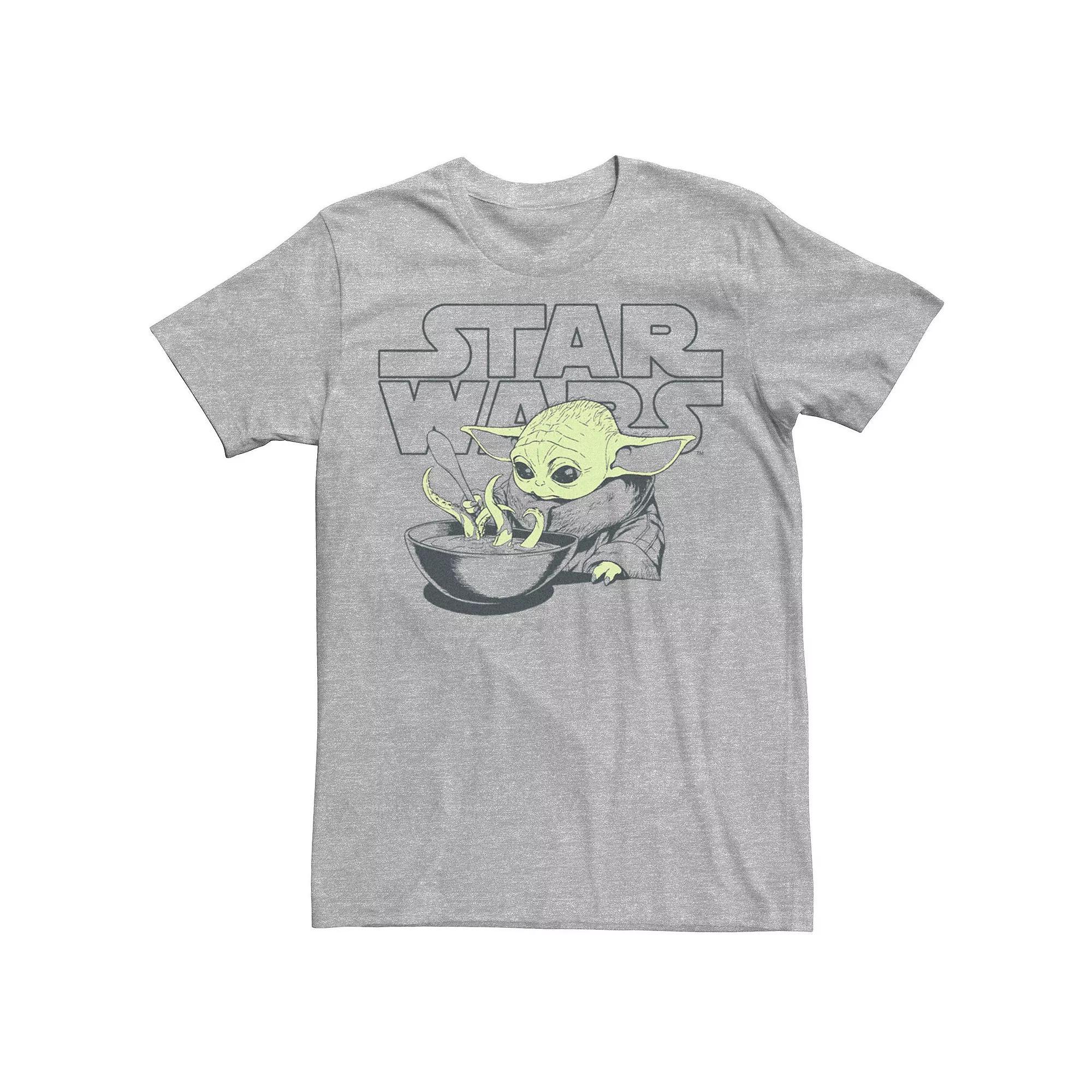 Men's Star Wars The Mandalorioan Floating Dinner Grogu Poster Tee,  Product Image