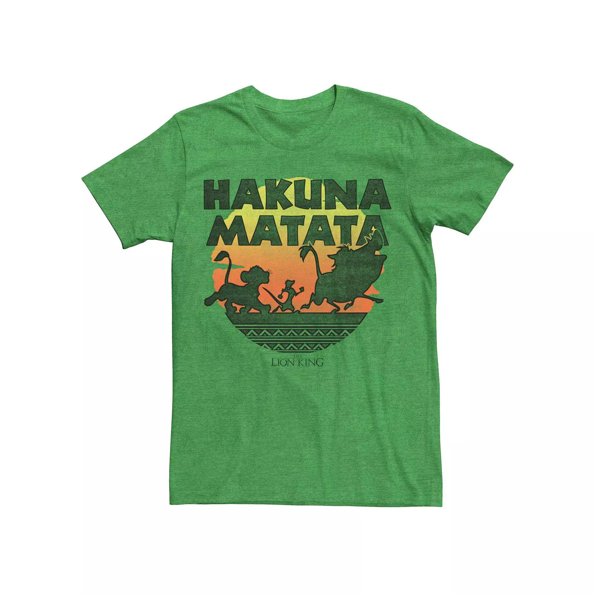 Men's Disney Lion King Simba, Timon, & Pumbaa Hakuna Matata Silhouette Retro Group Shot Tee, Size: XL, Kelly Grey Product Image