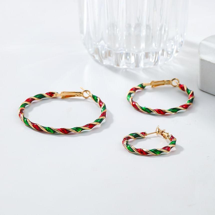 Christmas Candy Cane Twist Hoop Earring Product Image