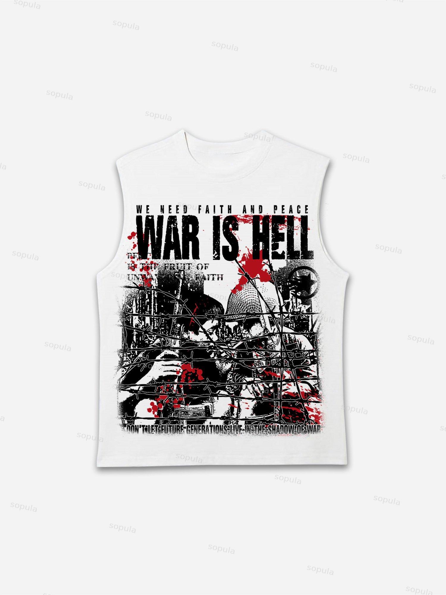 War Is a Hell Retro Old Graphic Cotton Tank Top Product Image
