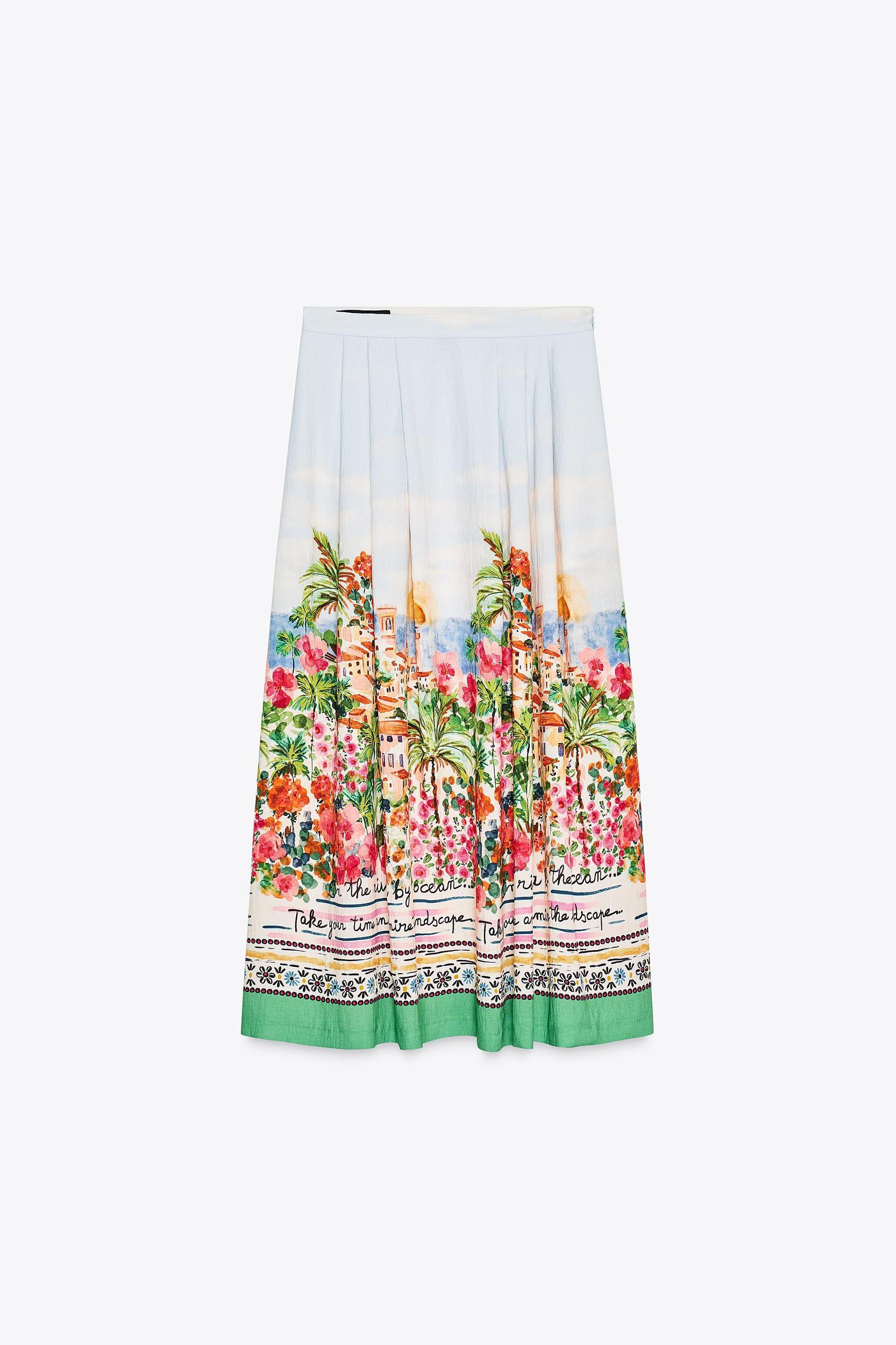 PRINTED LAYERED MIDI SKIRT Product Image